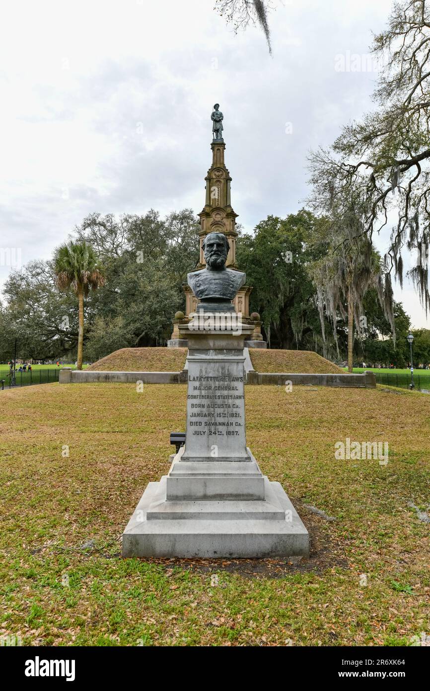 Savannah, GA Feb 21, 2022 Civil War Confederate Statue Monument