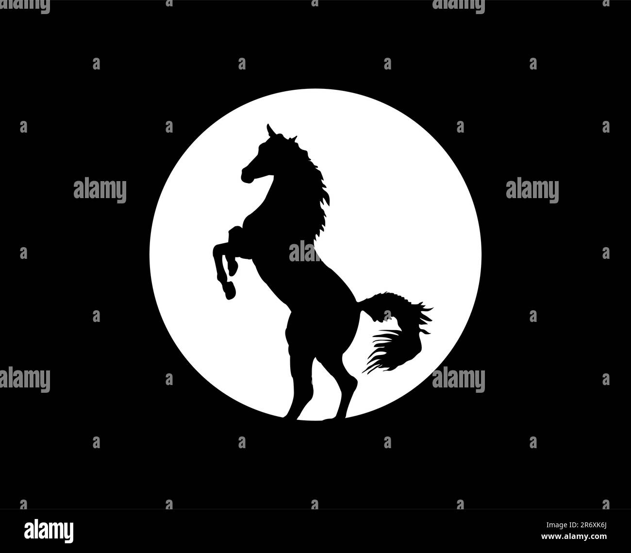 horse under the moon, vector illustration Stock Vector