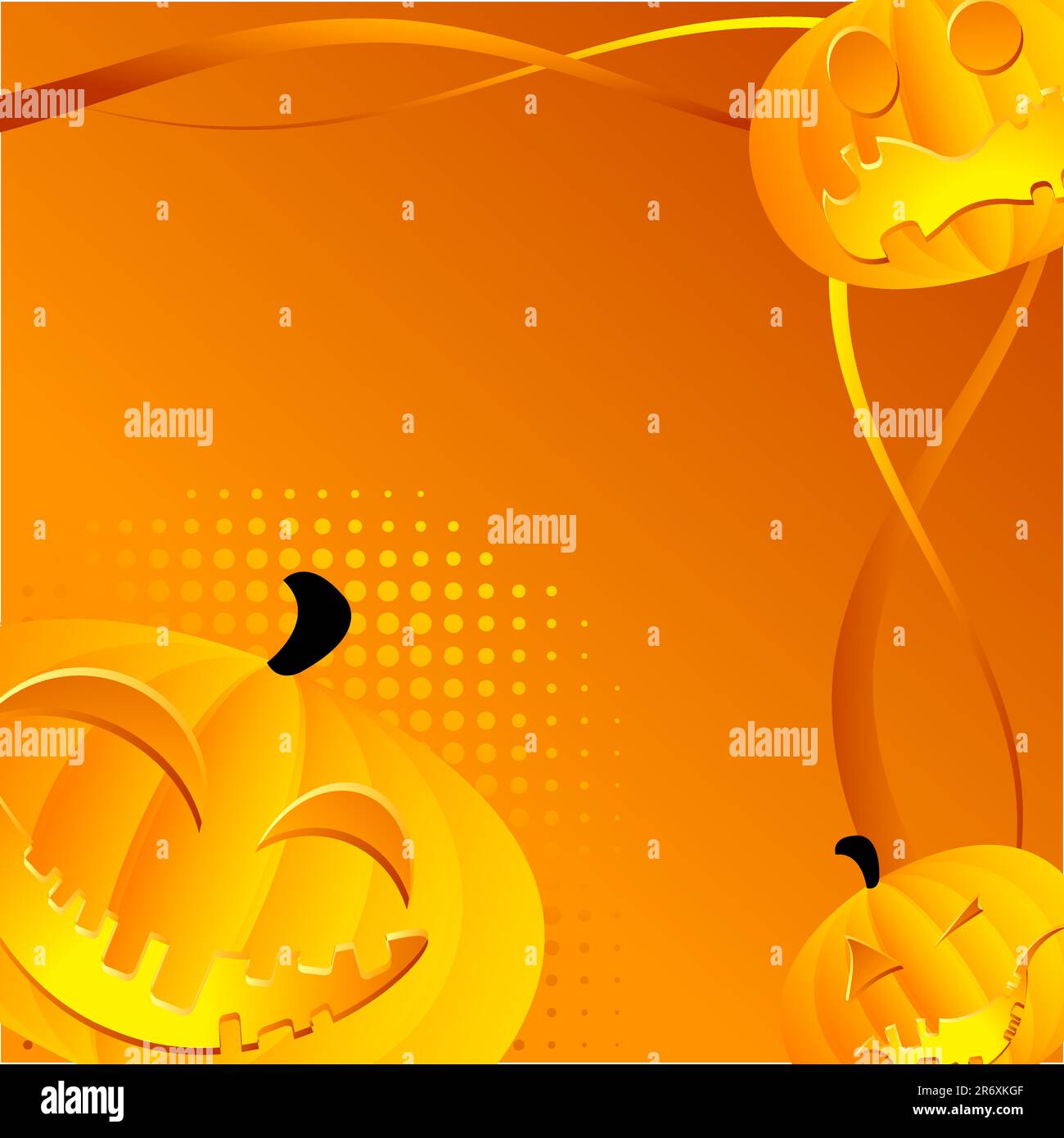 orange halloween frame with pumpkins, vector illustration Stock Vector ...