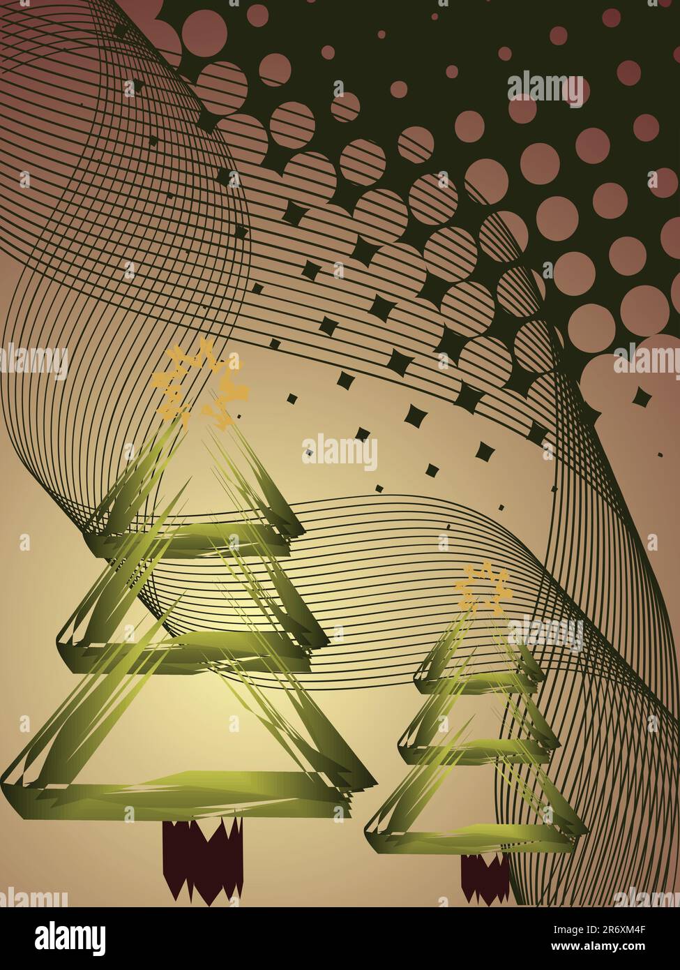 vector illustration of christmas trees on an abstract background Stock ...