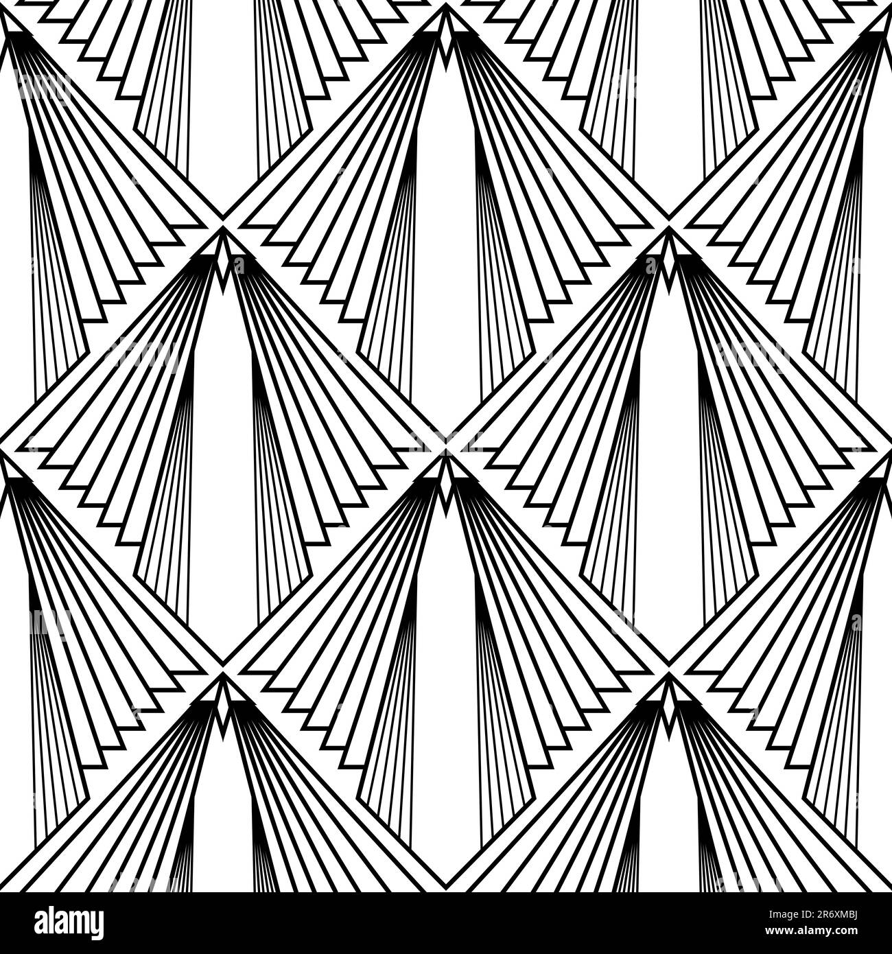 Art Deco Wallpaper. Black and white seamless pattern in roaring ...