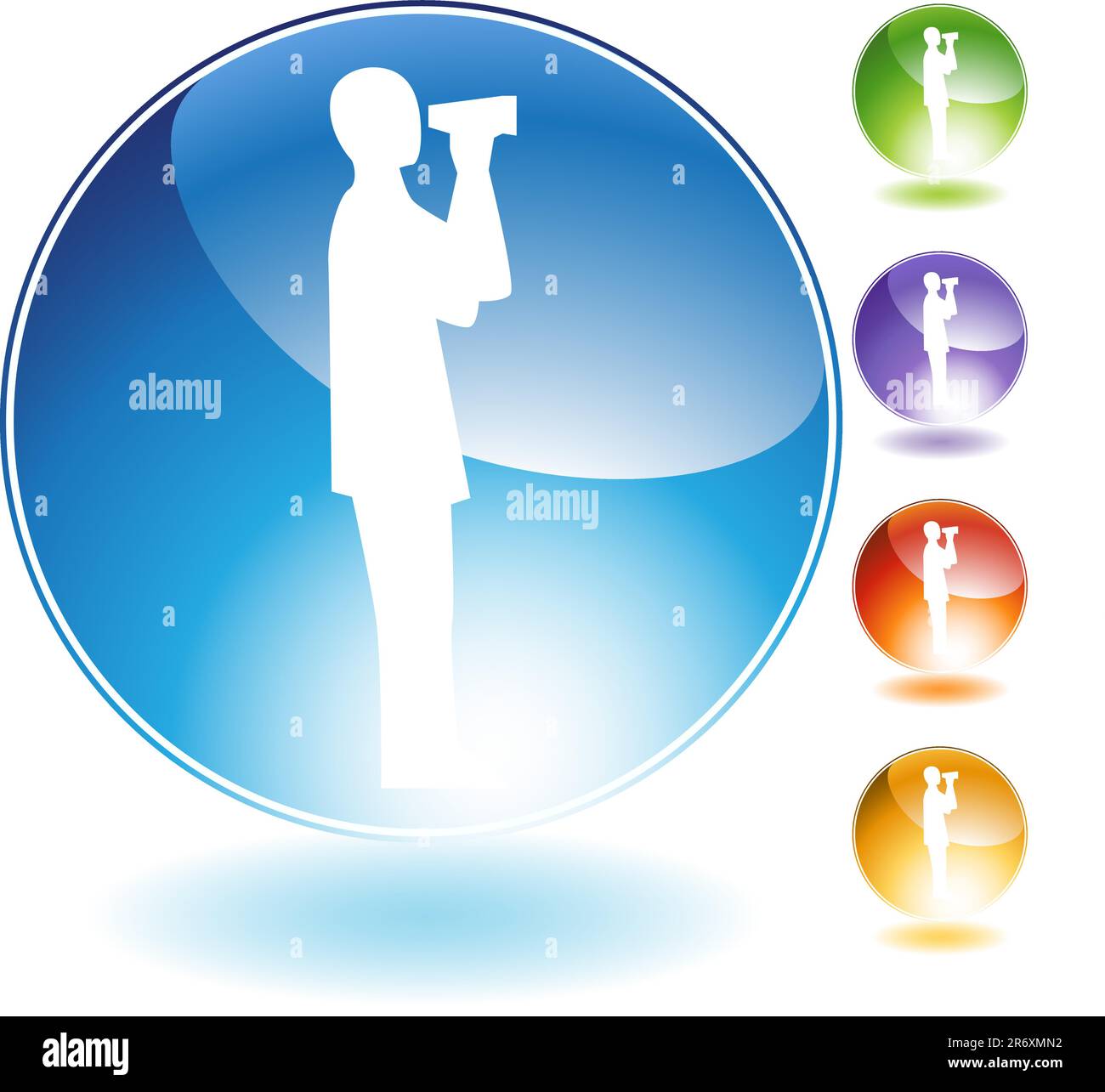 Binoculars concept crystal icon isolated on a white background. Stock Vector
