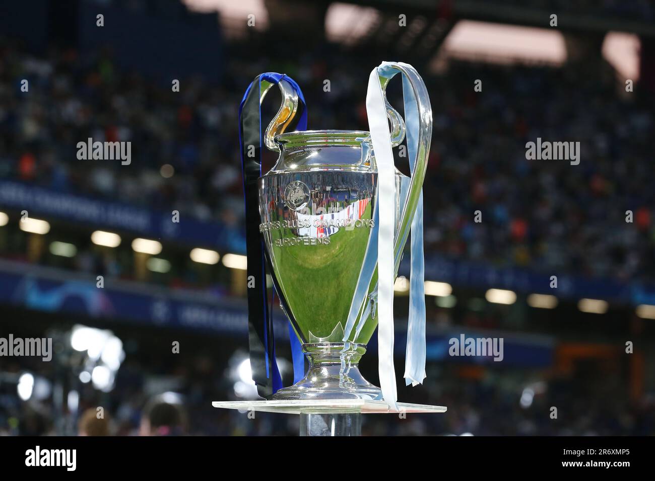 Istanbul, Turkey. 10th June, 2023. General view of Champions League trophy Football/Soccer