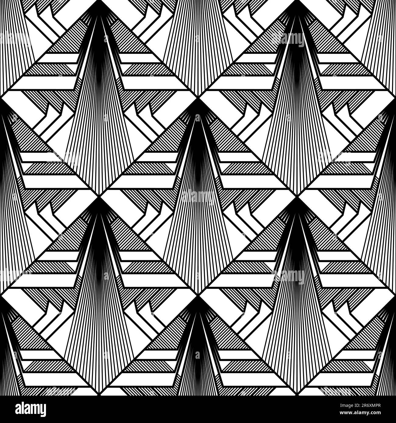 Art Deco Wallpaper. Black and white seamless pattern in roaring ...