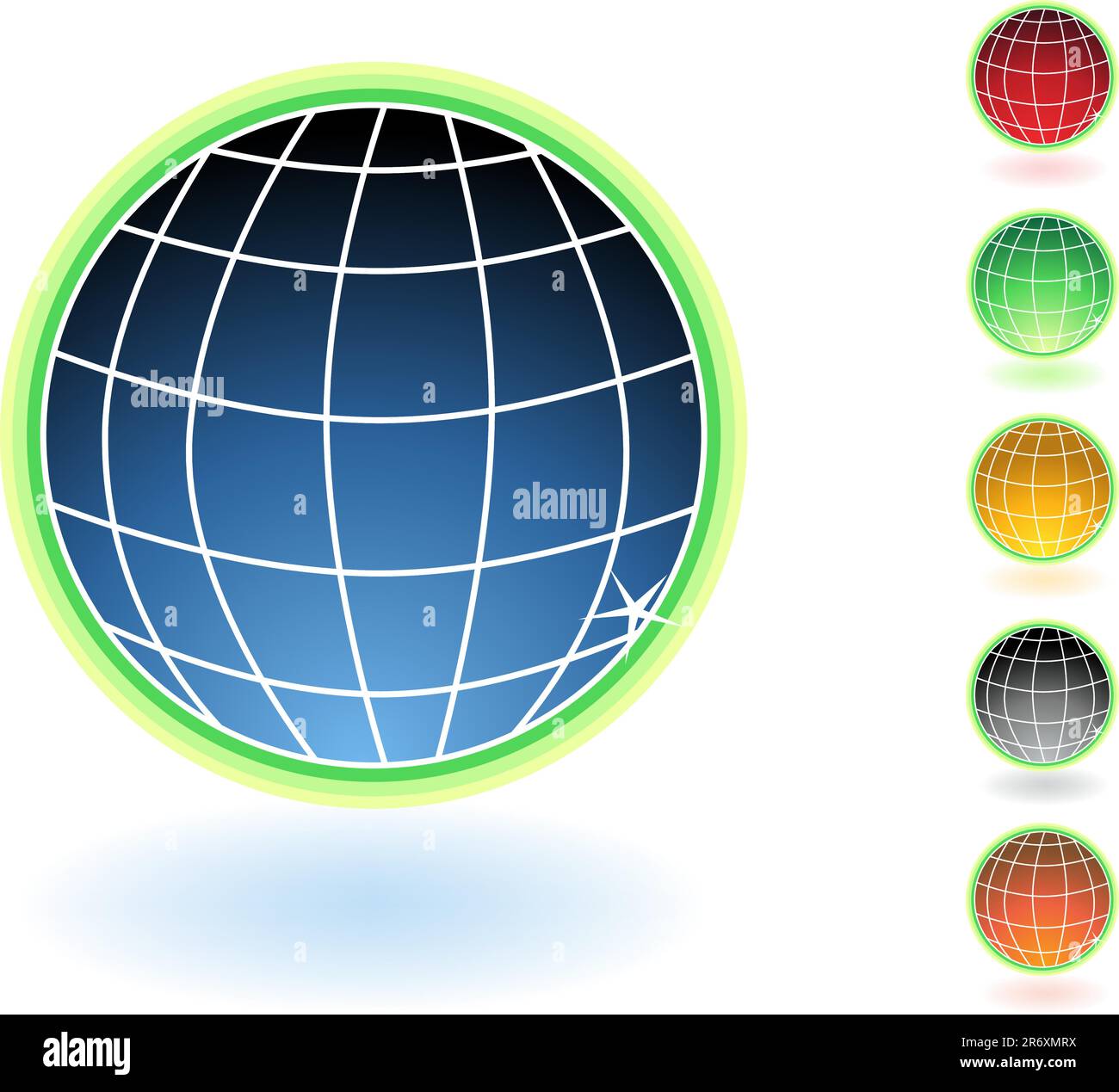Set of six 3D globes Stock Vector Image & Art - Alamy