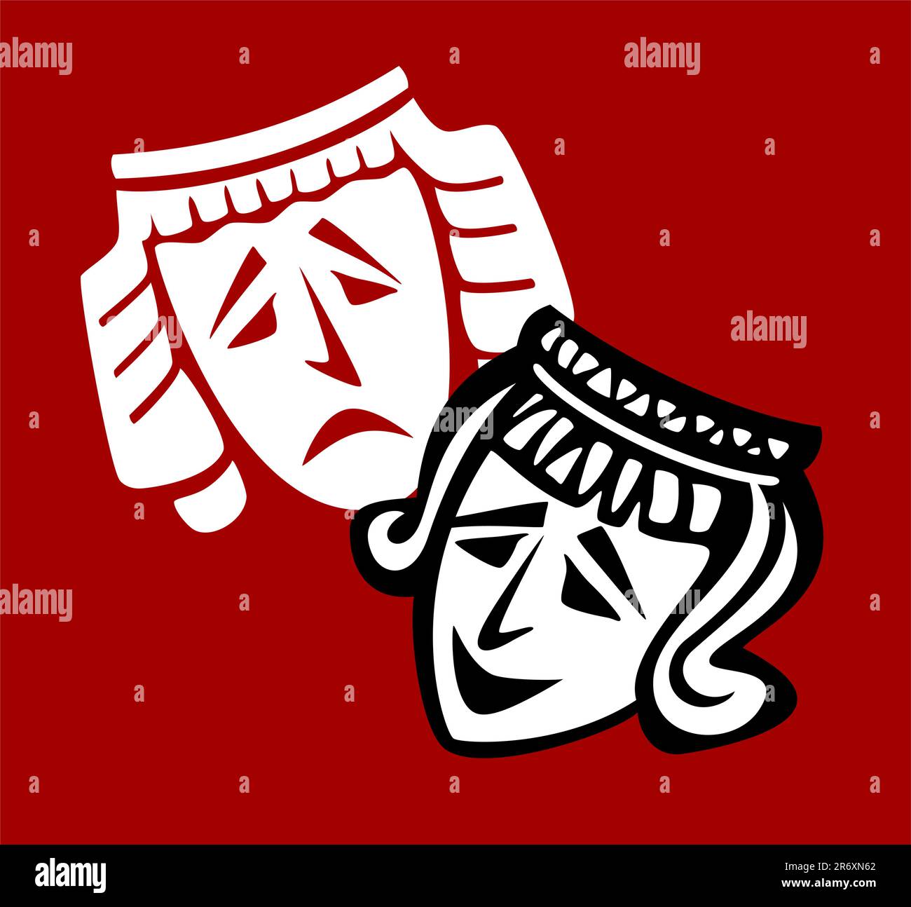 Theater mask on red background, vector illustration Stock Vector