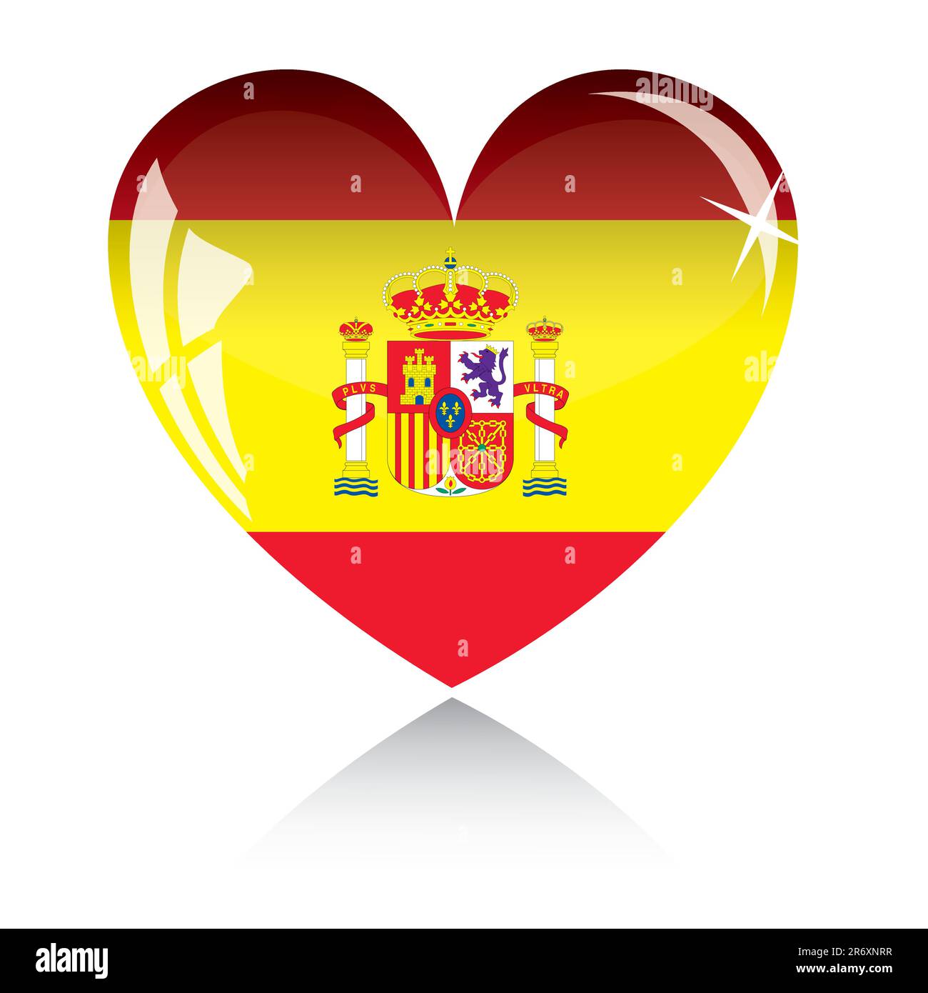 Vector heart with Spain flag texture isolated on a white background. Stock Vector