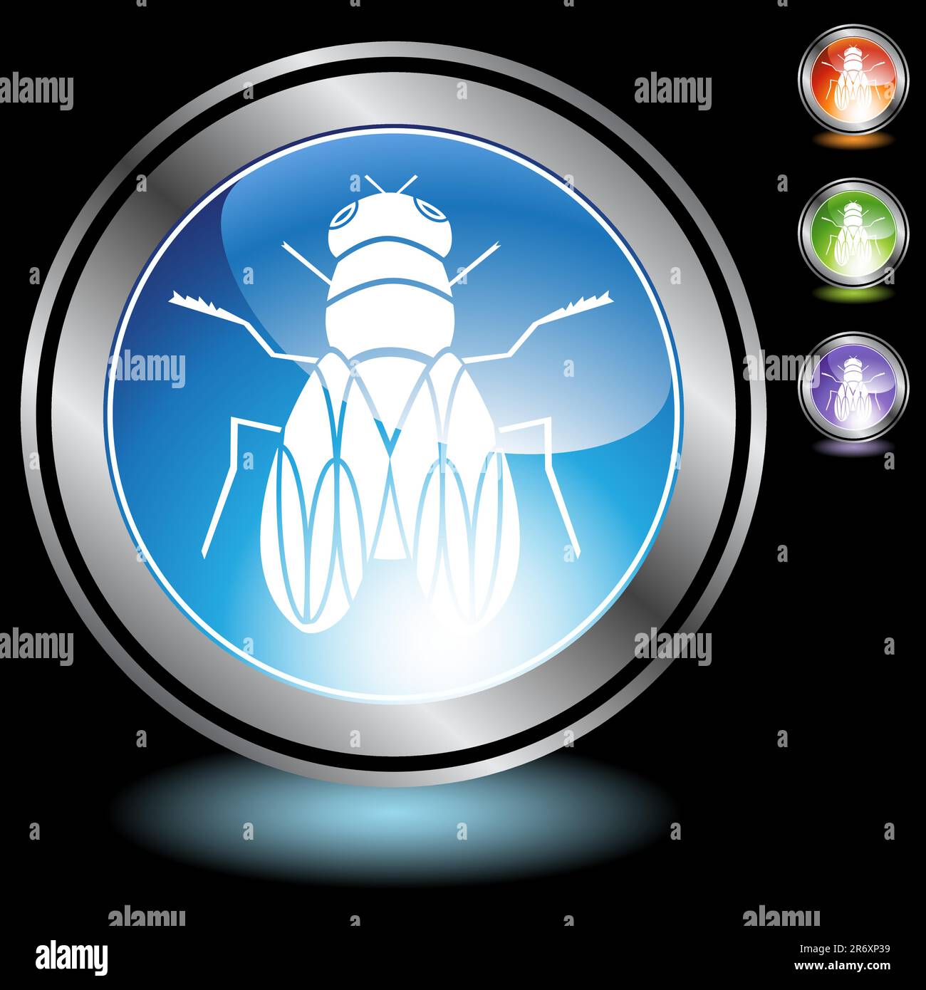 A set of 3D icon buttons in silver chrome - fly Stock Vector Image ...