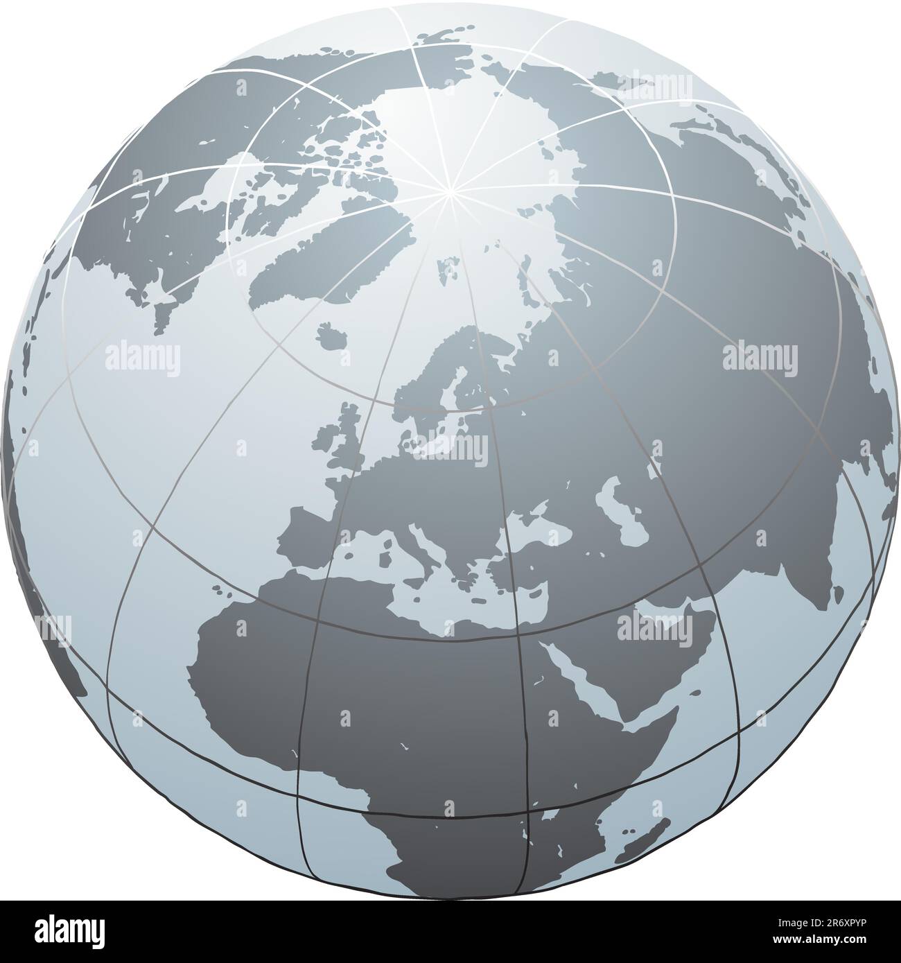 Hand drawn vector globe with Africa, Europe, Asia and North America Stock Vector