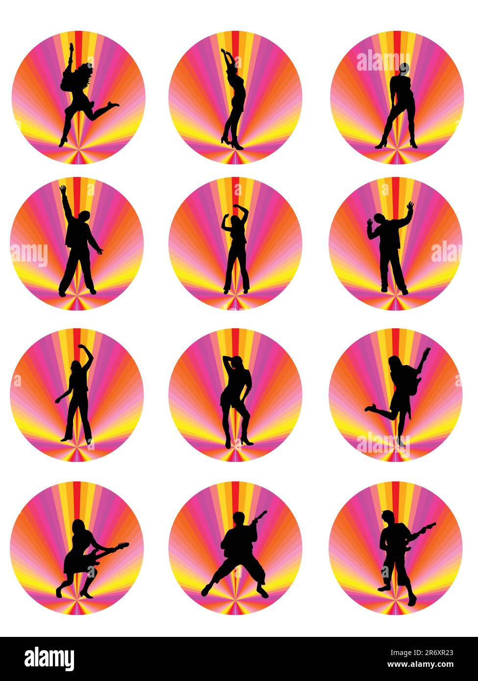 vector illustration of different silhouettes of young people Stock ...