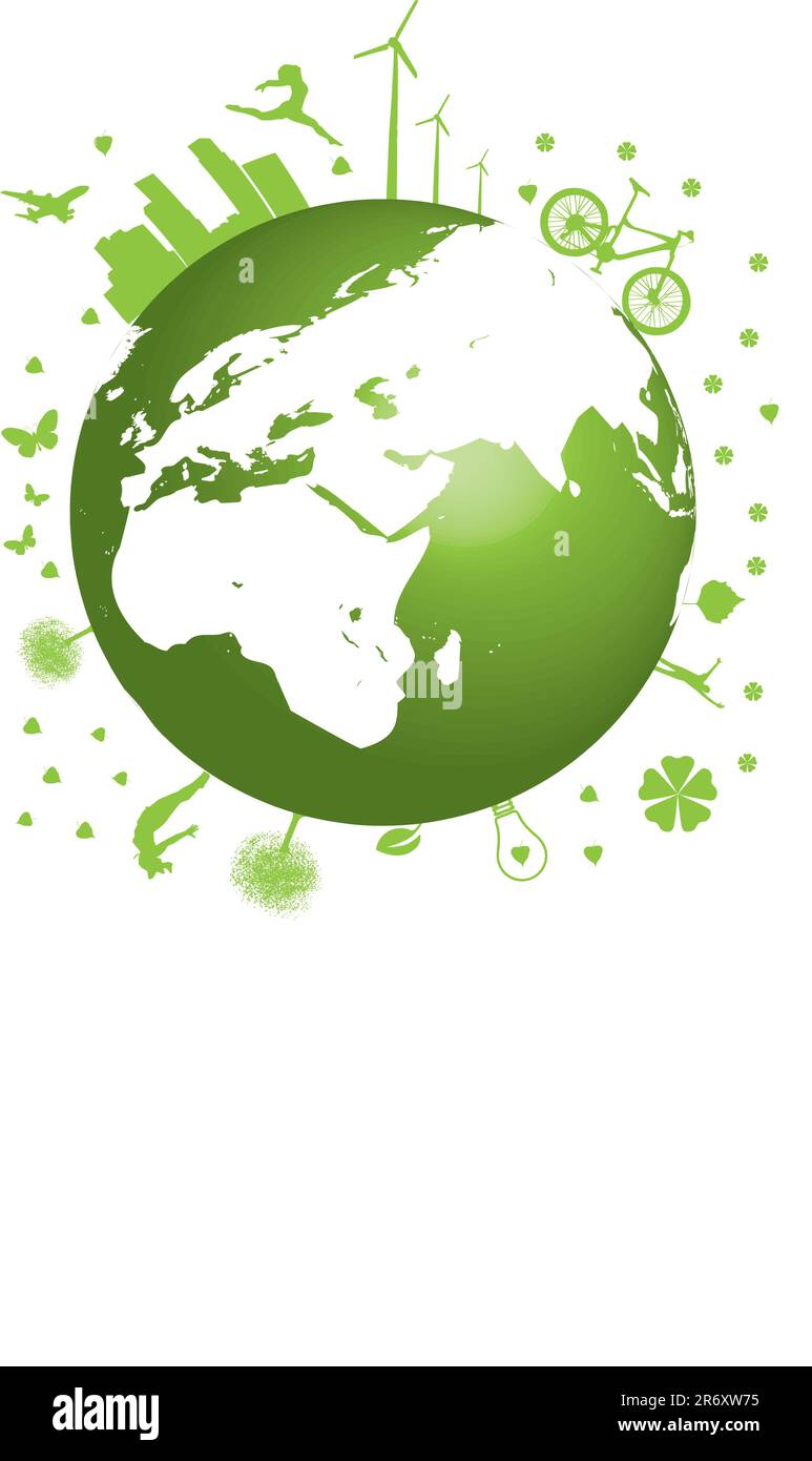 Green Earth concept vector illustration on white Stock Vector Image ...
