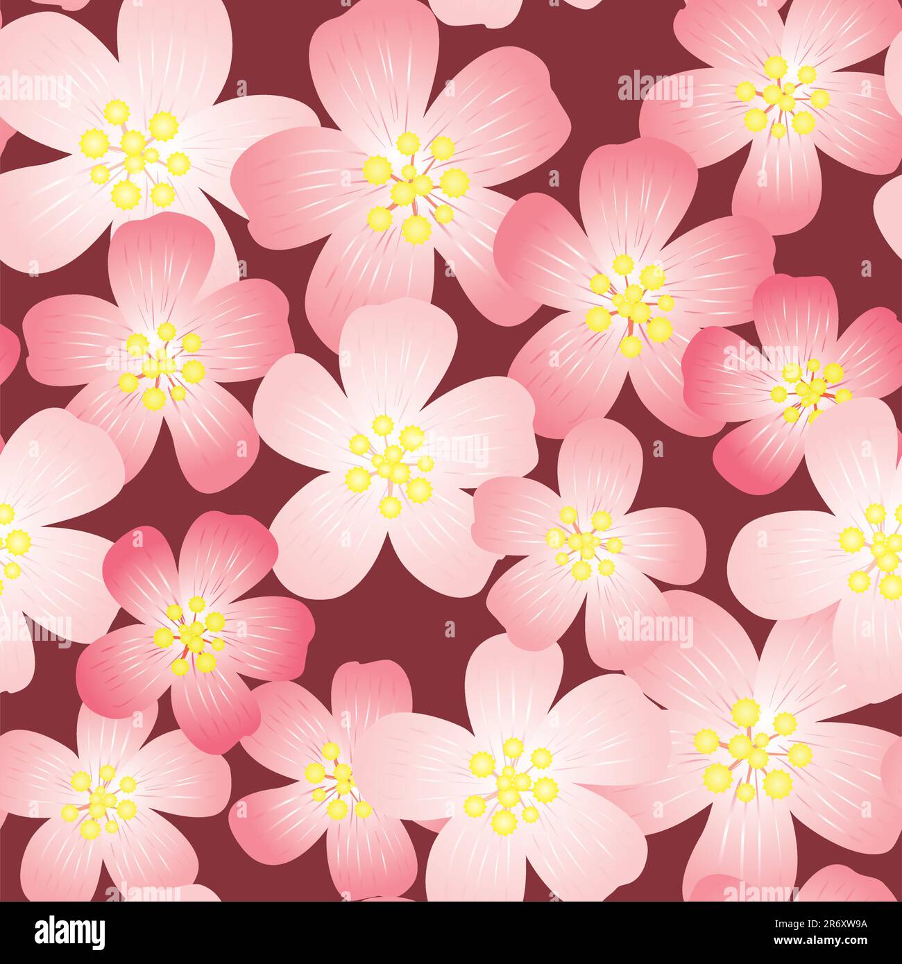 Abstract Cherry Vector Abstract cherry-flowers background. Seamless pattern. Vector ...