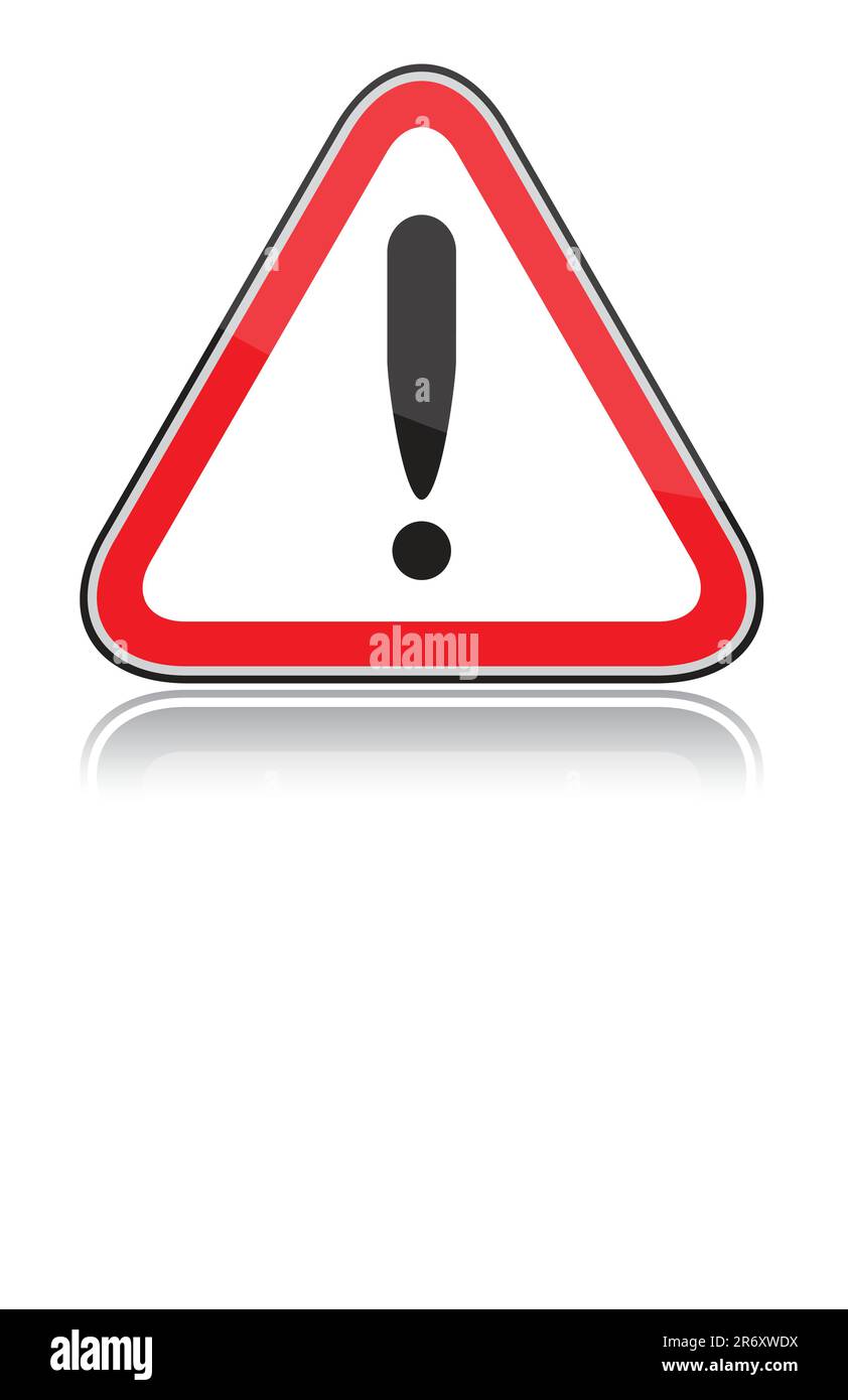 Red triangular other dangers warning sign on white background Stock Vector