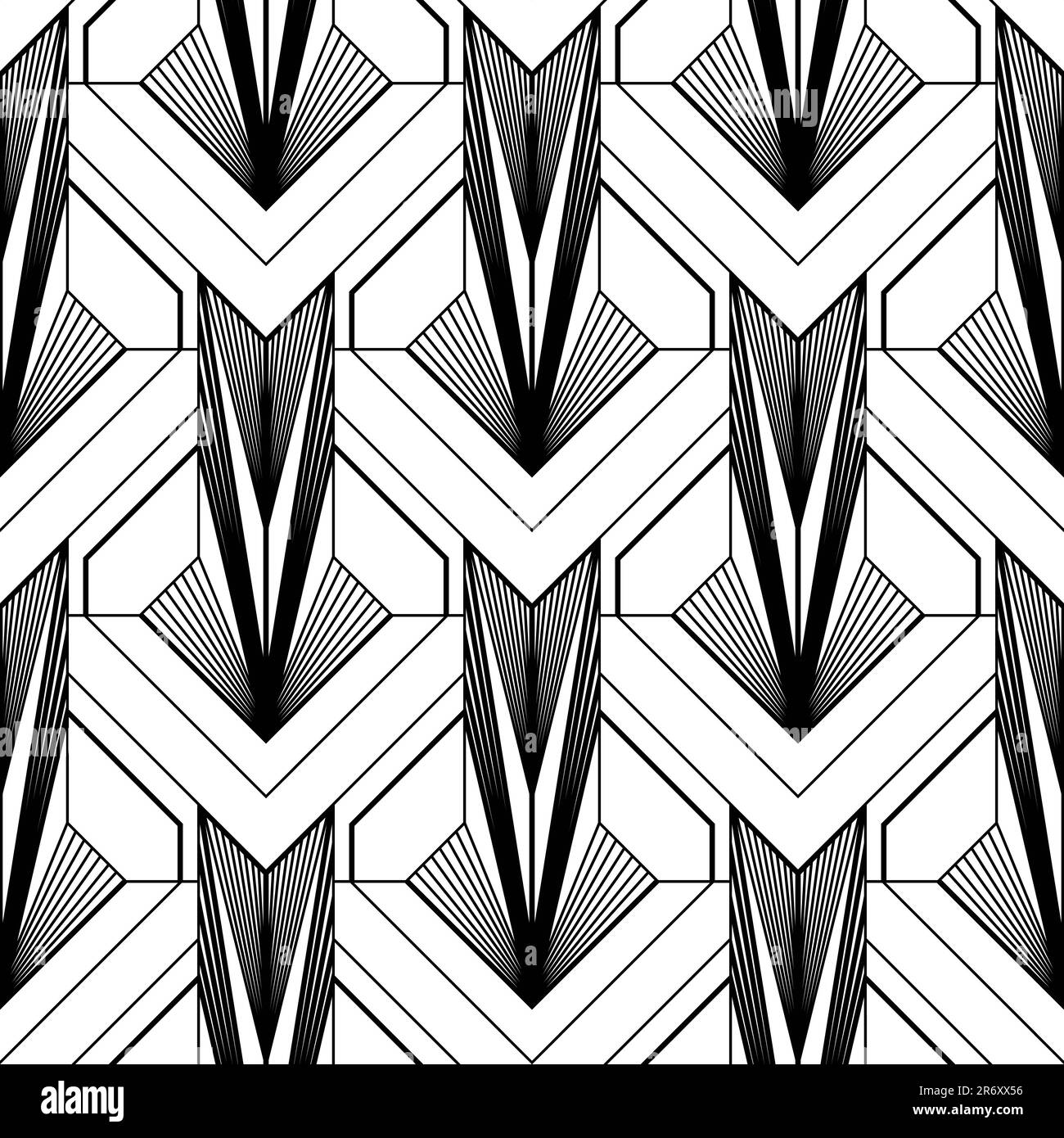 Art Deco Wallpaper. Black and white seamless pattern in roaring