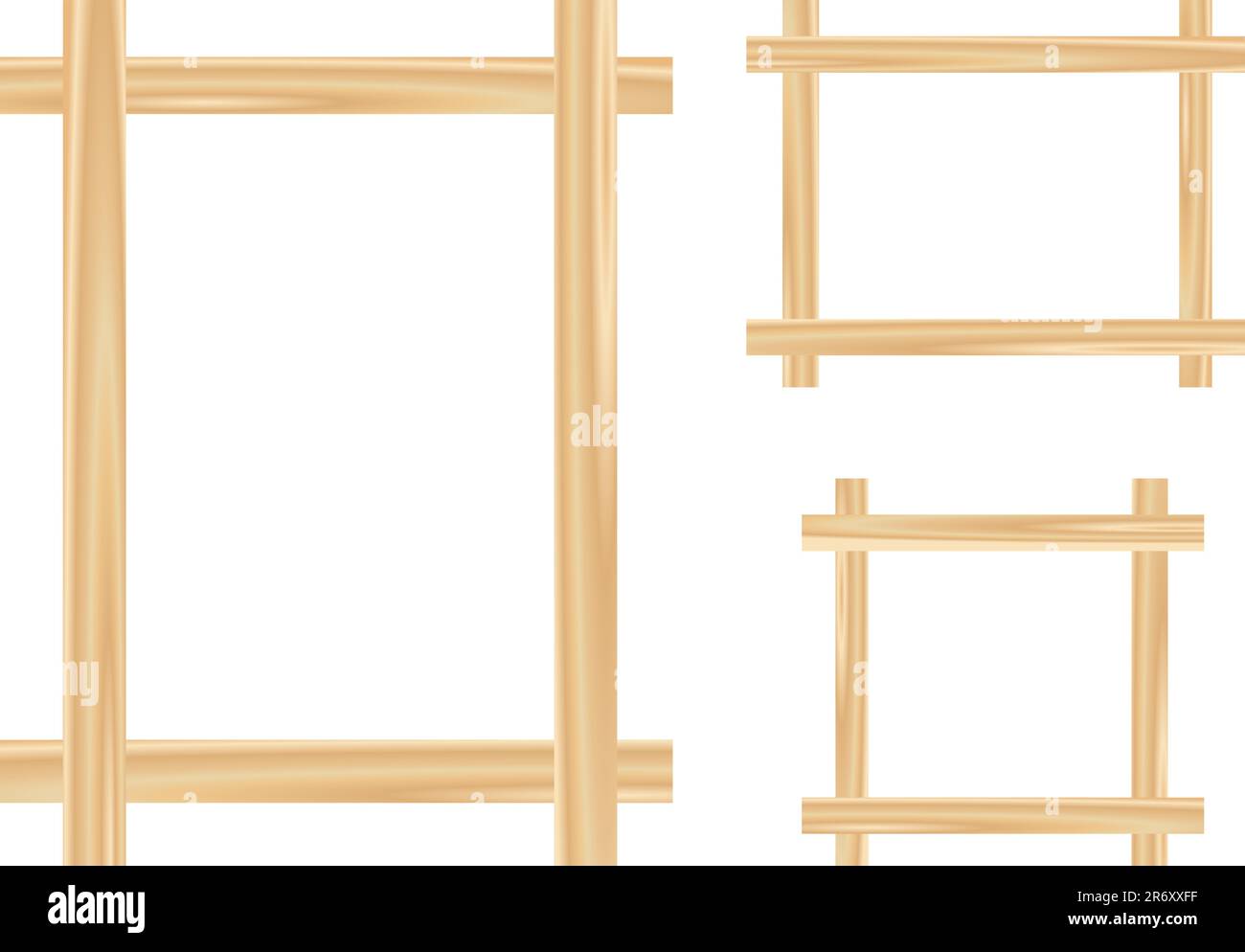 Light wooden framework isolated on the white background Stock Vector