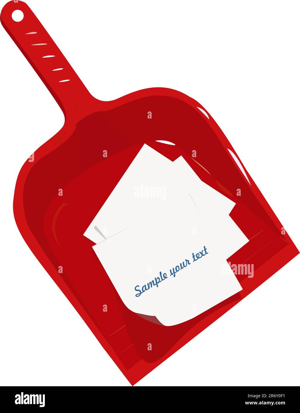 Red plastic scoop and sticker- vector Stock Vector