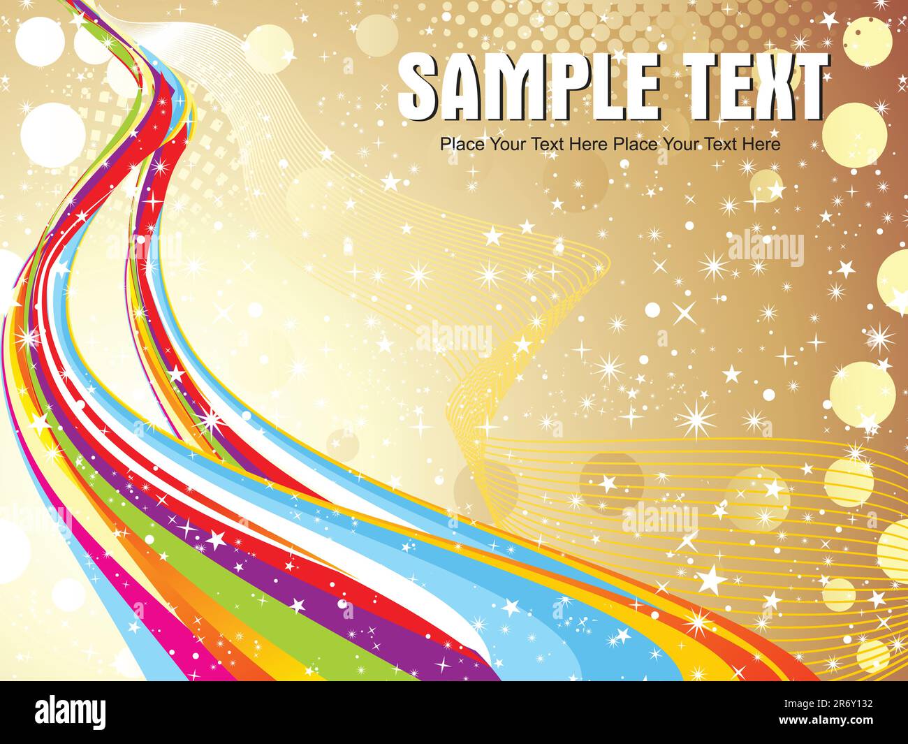 abstract colorful wave with golden & starts vector illustration Stock ...