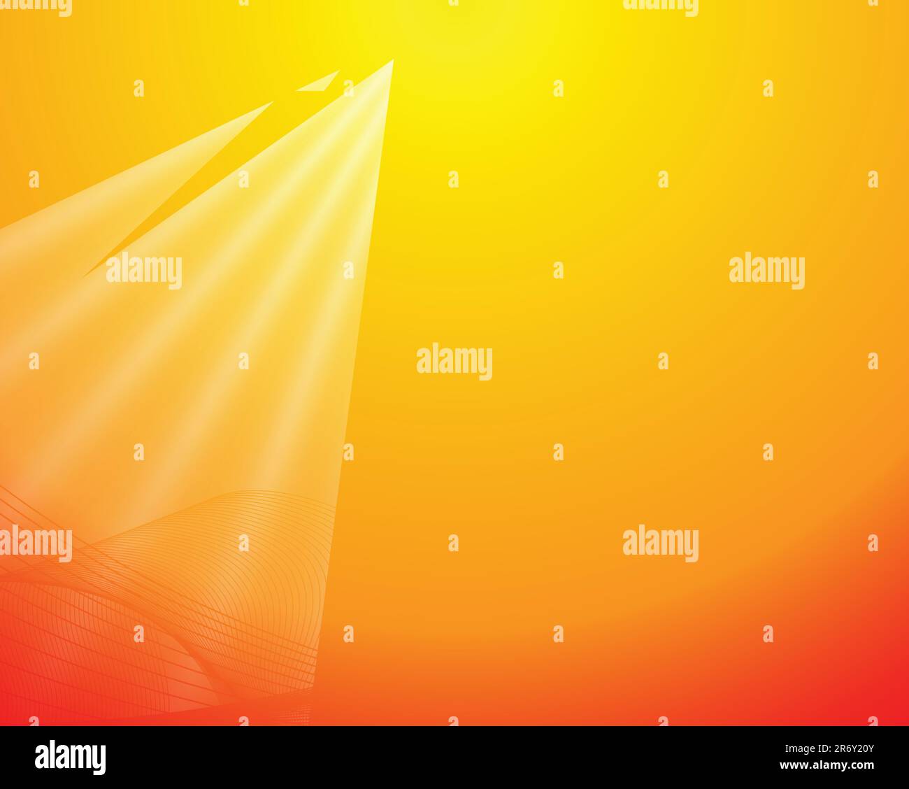 vector sun on yellow background with orange rays Stock Vector Image ...