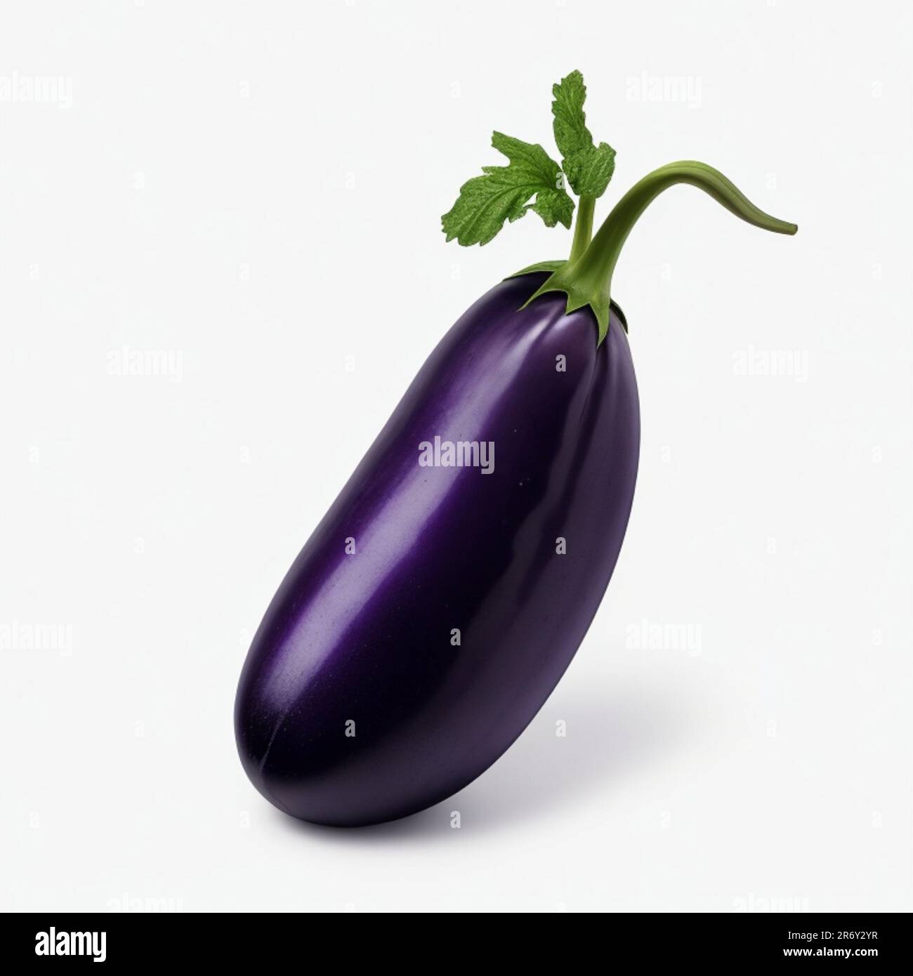 Long eggplant closeup or macro isolated on white background Stock Photo