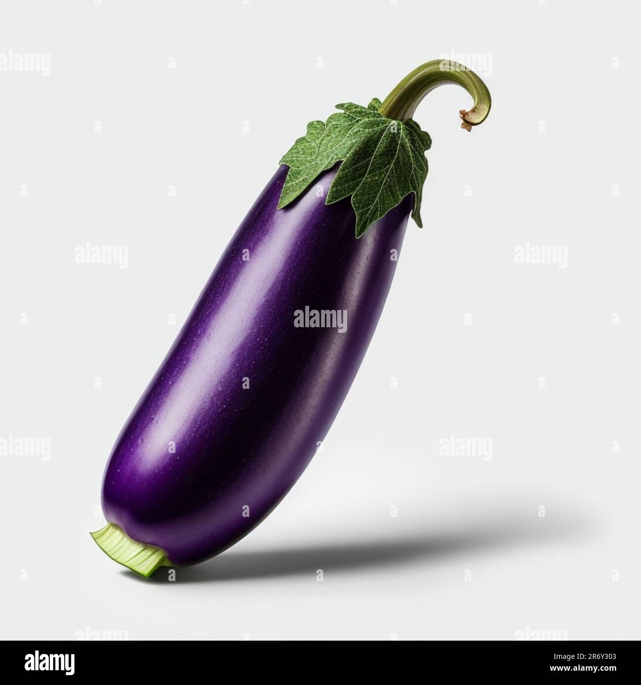 Long eggplant closeup or macro isolated on white background Stock Photo
