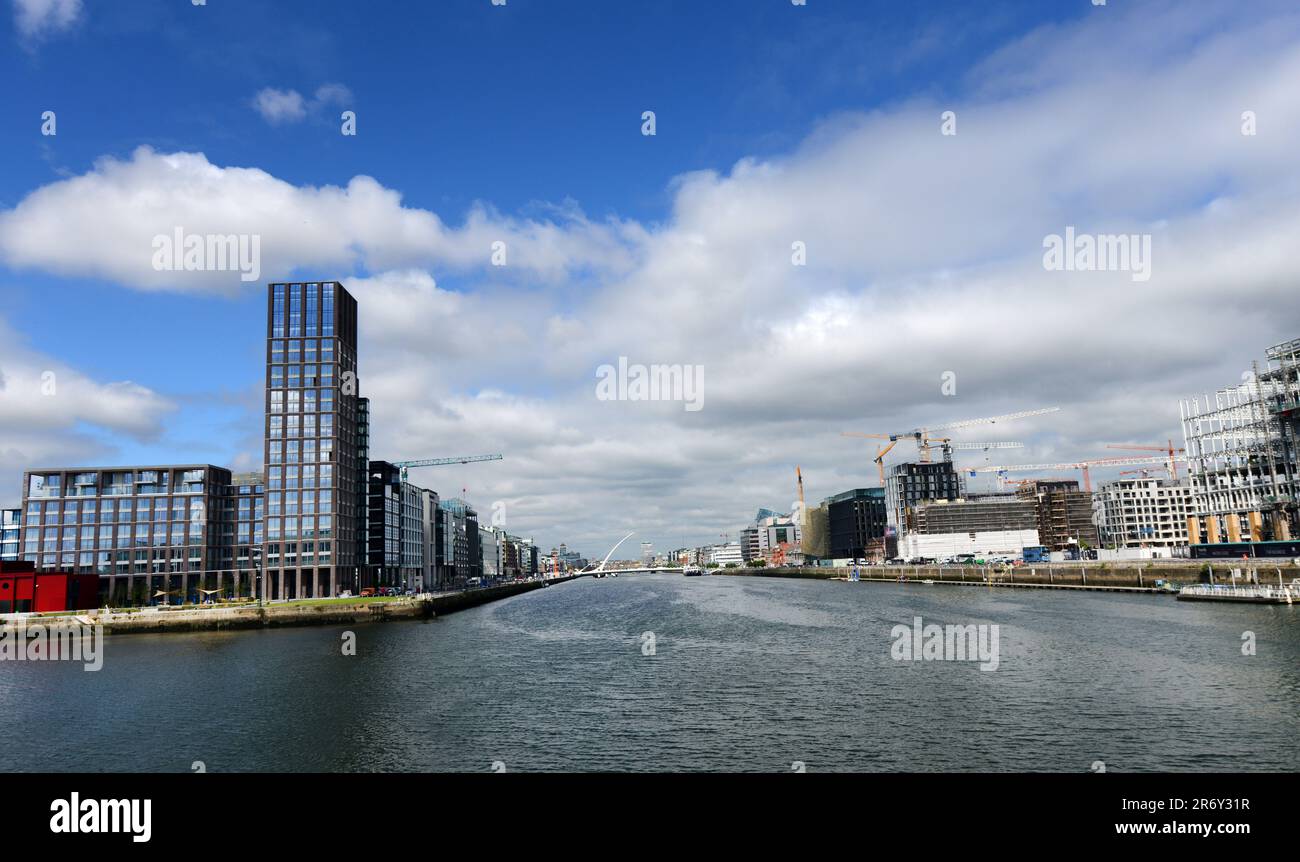 Rapid urban development along the River Liffey waterfront in Dublin, Ireland. Stock Photo