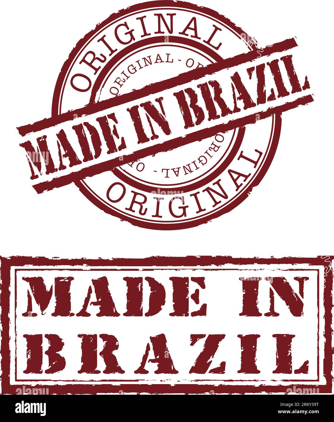 made in brazil stamp with red ink Stock Vector