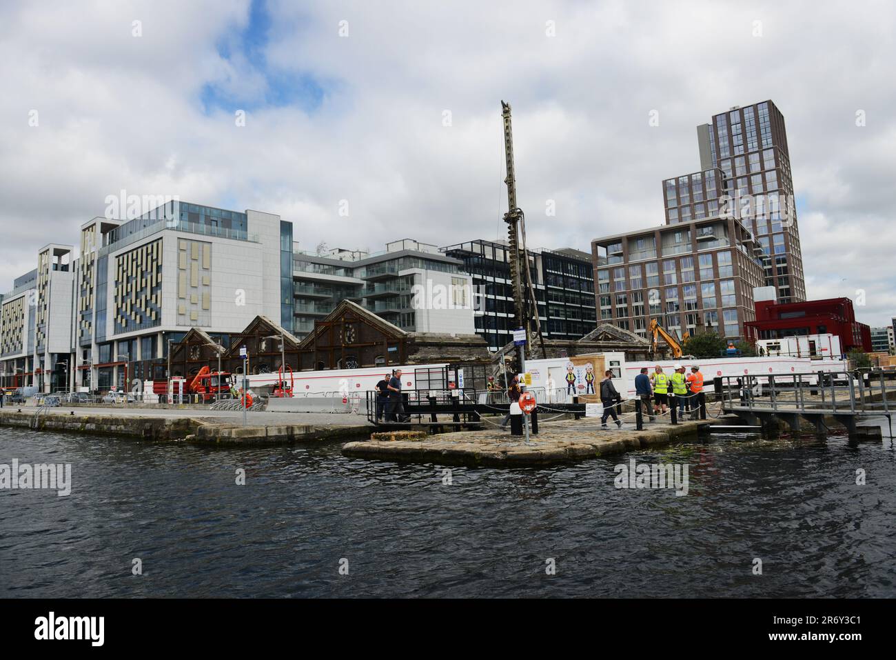 Irish construction workers working at a sight of a new building along