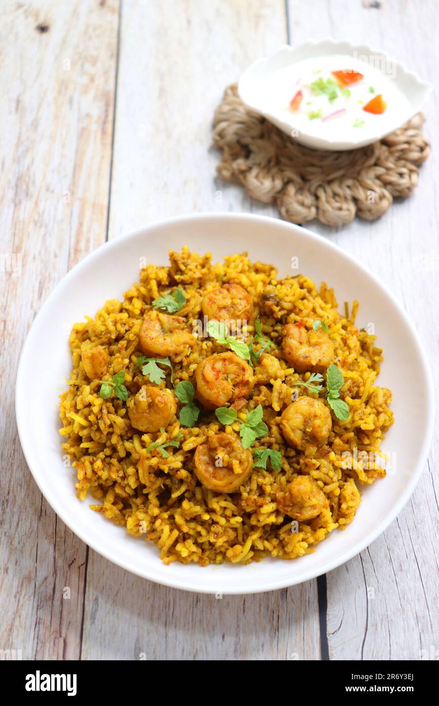 Prawns Biryani or shrimp Pulao. also called jheenga pilaf or jhinga
