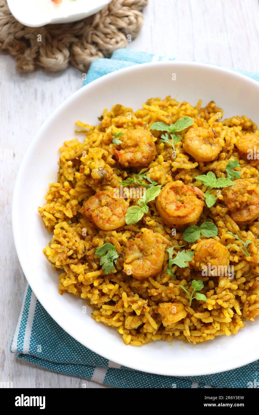 Prawns Biryani or shrimp Pulao. also called jheenga pilaf or jhinga