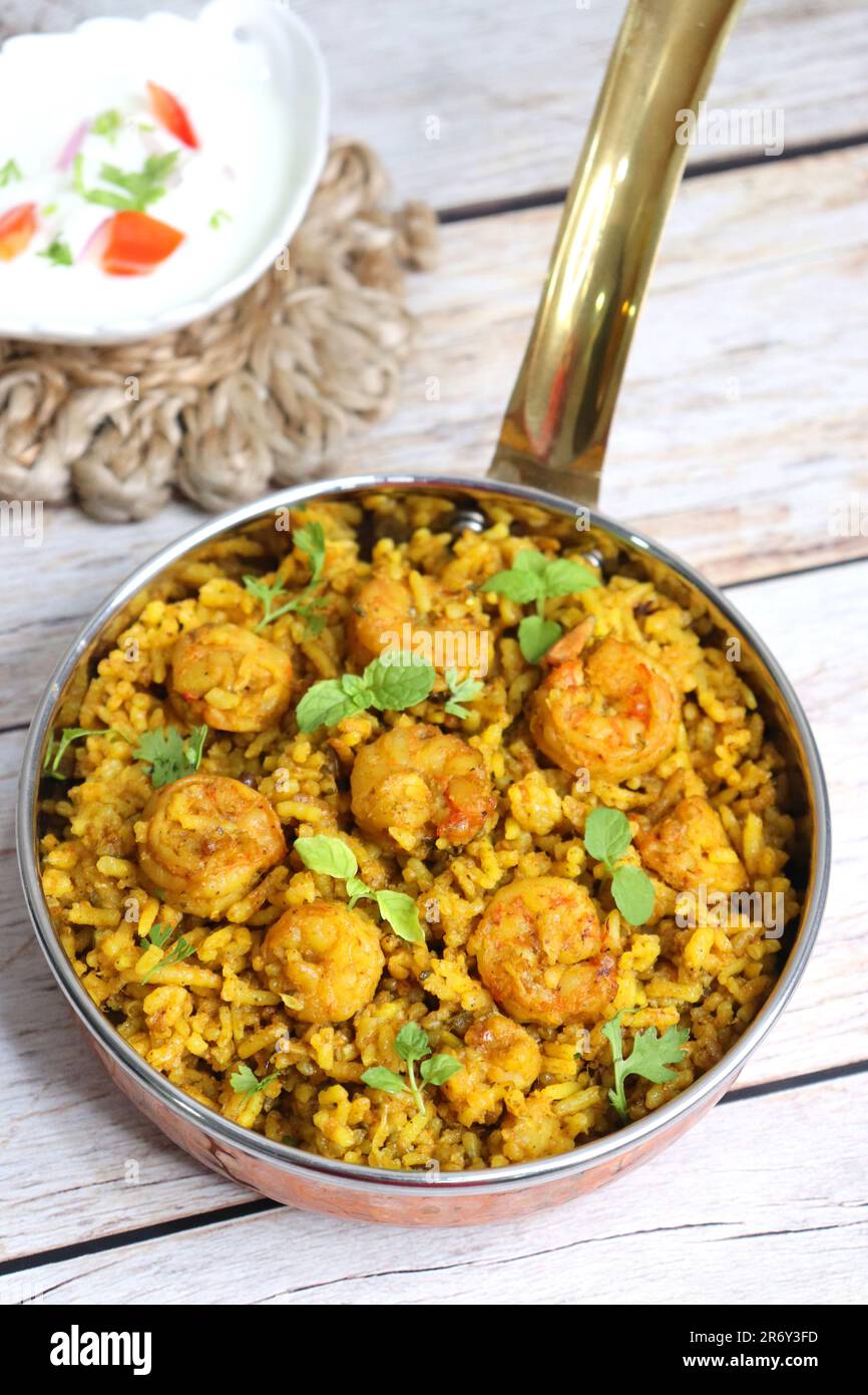 Prawns Biryani or shrimp Pulao. also called jheenga pilaf or jhinga