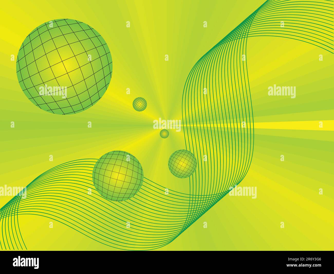 vector illustration of a green spheres and waves Stock Vector