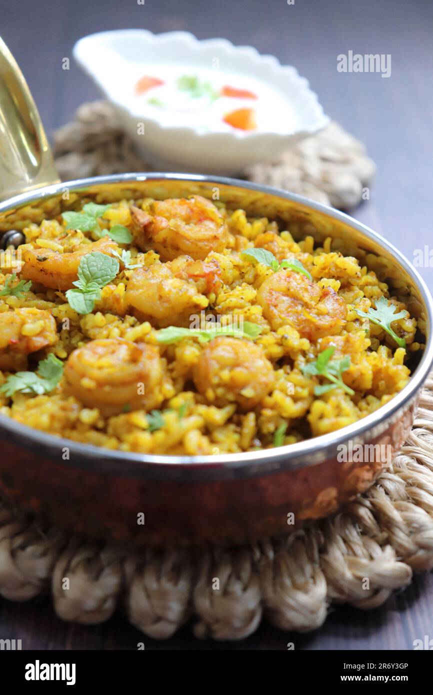 Prawns Biryani or shrimp Pulao. also called jheenga pilaf or jhinga