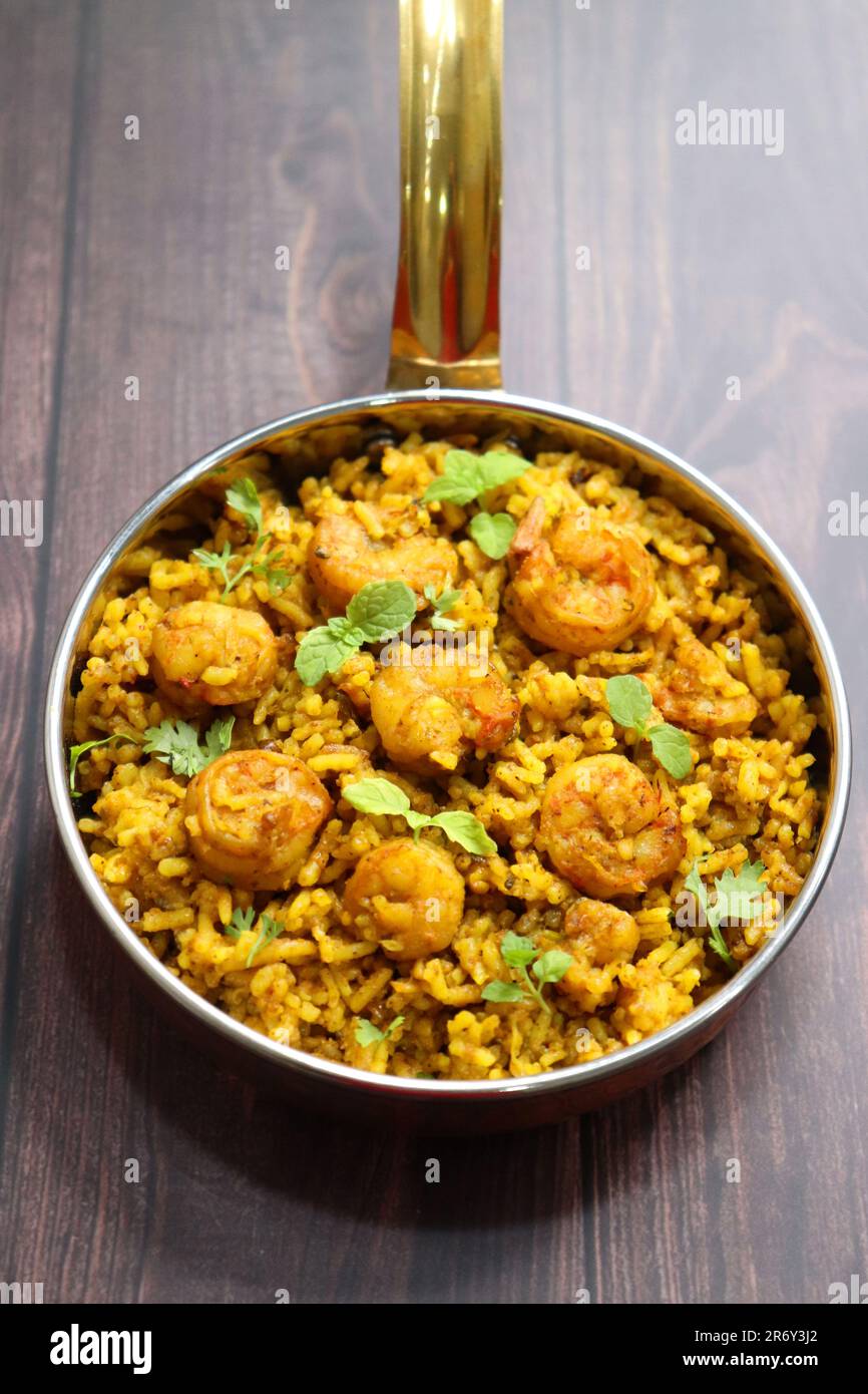 Prawns Biryani or shrimp Pulao. also called jheenga pilaf or jhinga