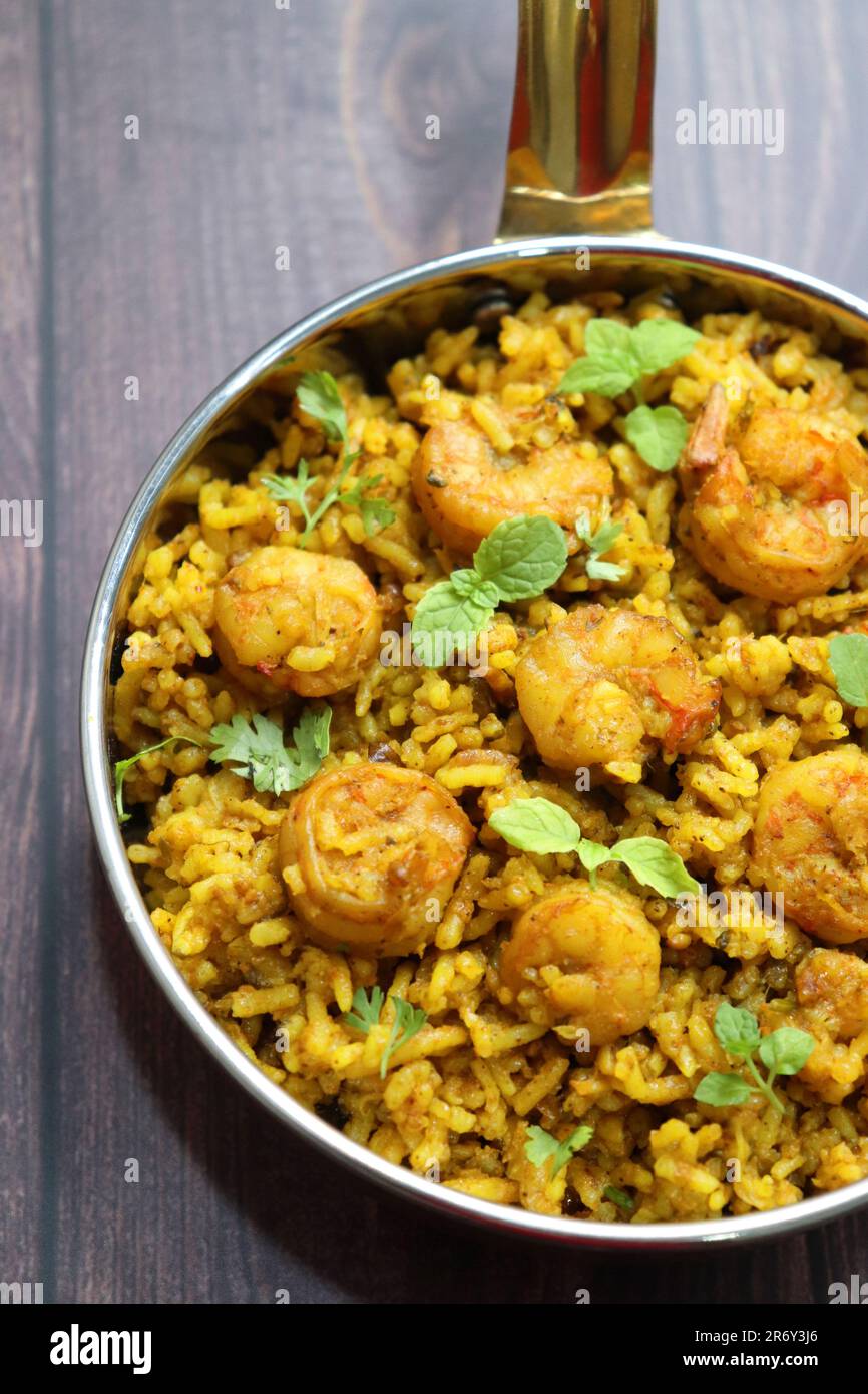 Prawns Biryani or shrimp Pulao. also called jheenga pilaf or jhinga