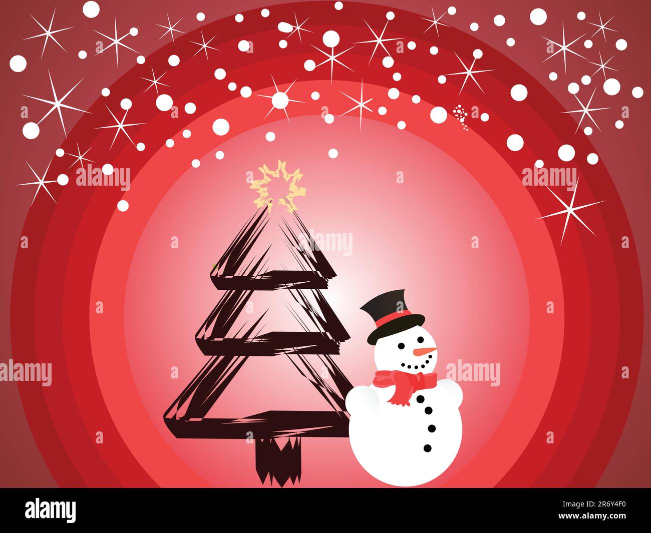 vector illustration of a christmas tree and a snowman Stock Vector ...