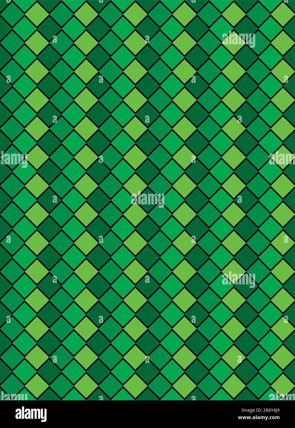Vector eps8, green variegated diamond snake style wallpaper texture pattern. Stock Vector