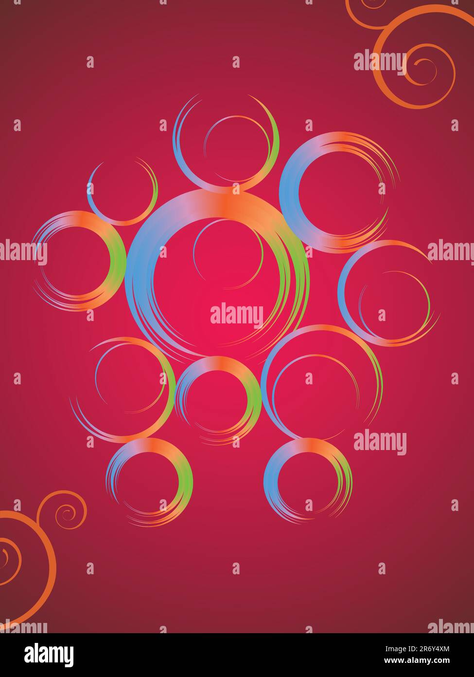 vector illustration of colorful circles on a red background Stock ...