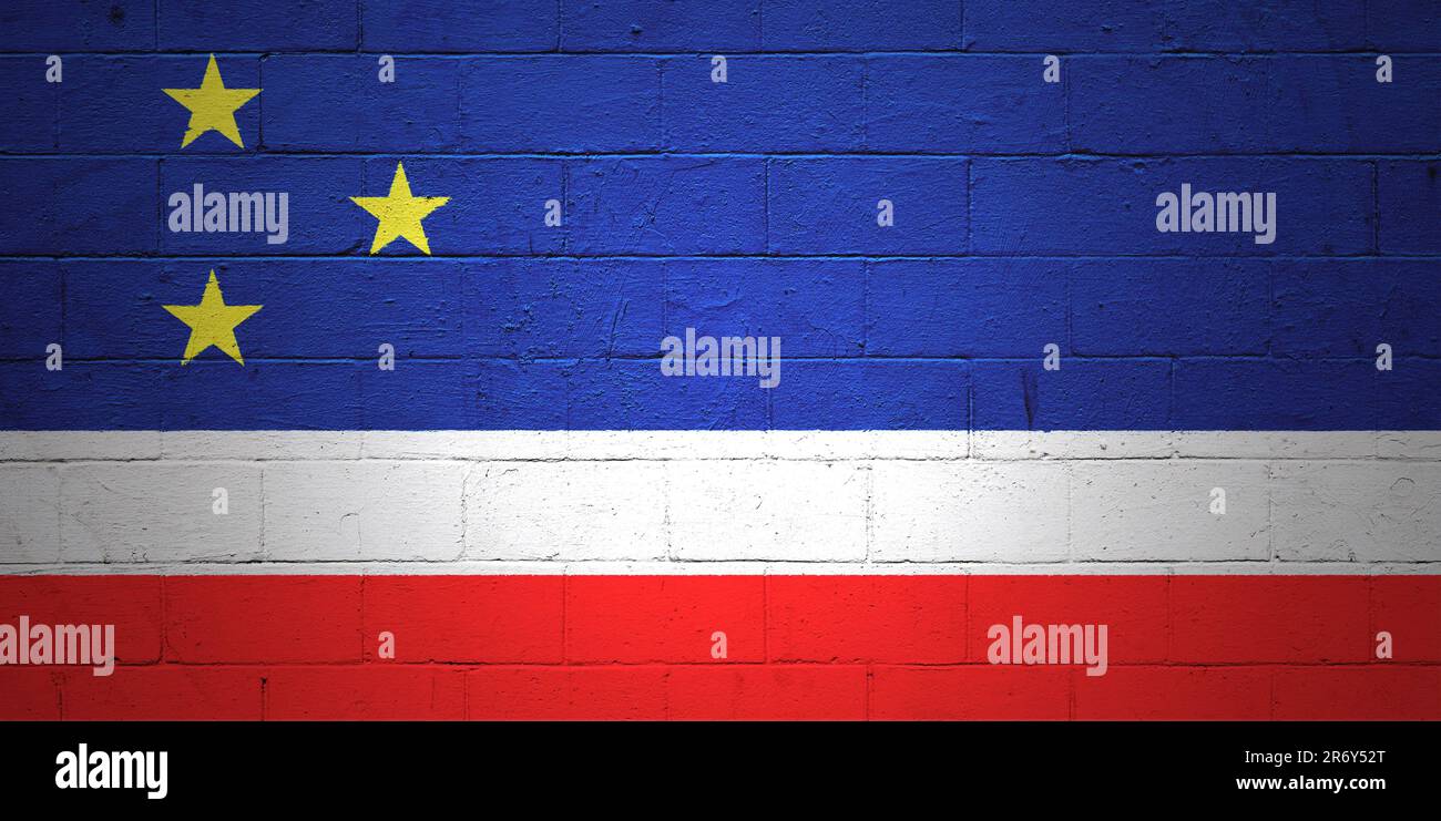 Flag of Gagauzia (Moldova) painted on a cinder block wall Stock Photo