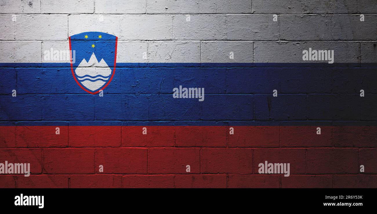 Flag of the Slovenia painted on a cinder block wall Stock Photo - Alamy