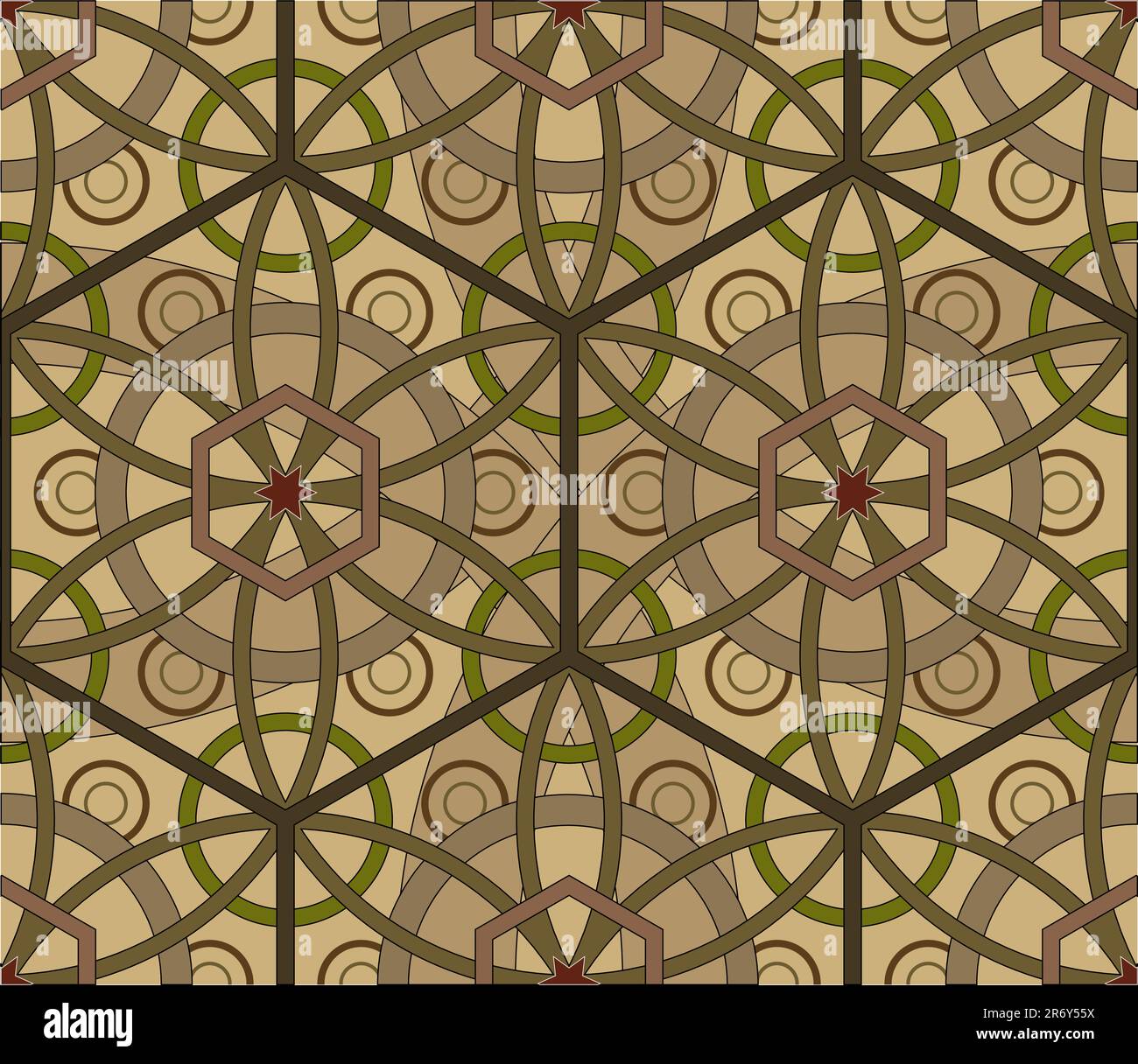 Hexagonal geometric seamless pattern. Vector illustration. AI8 eps file Stock Vector