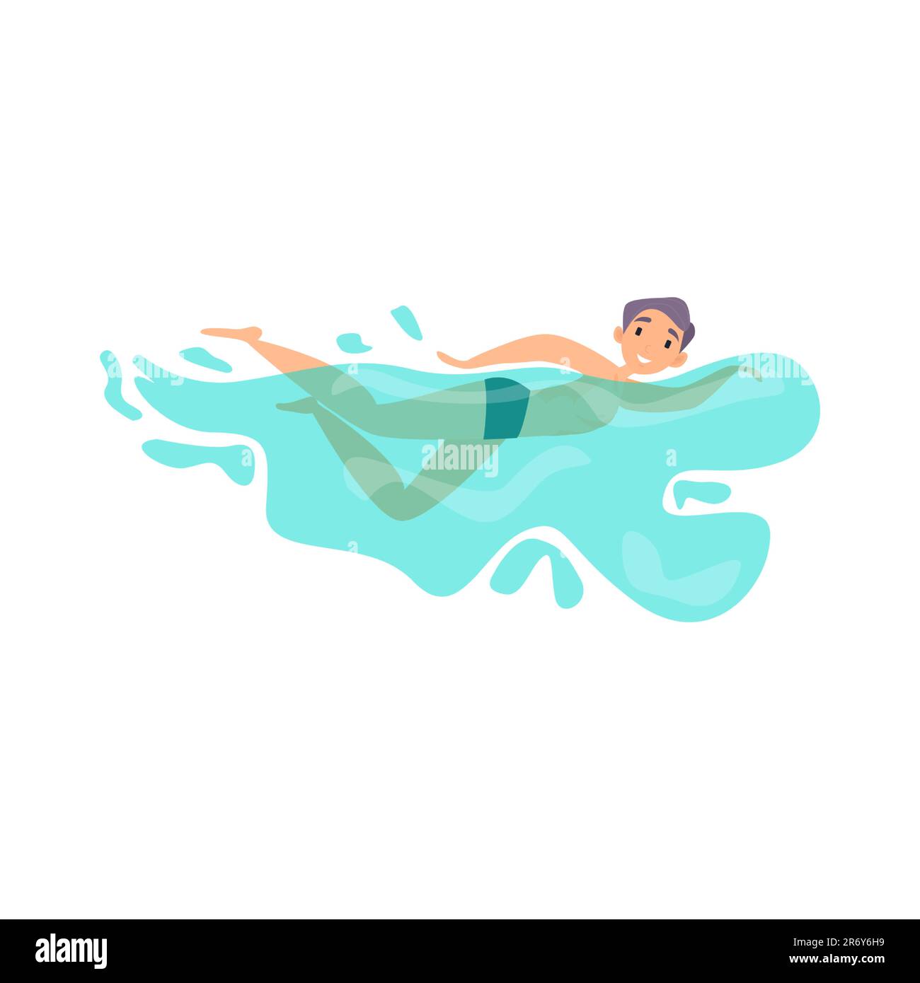 Swimming Man flat icon. Colored vector element from beach people collection. Creative Swimming Man icon for web design, templates and infographics. Stock Vector
