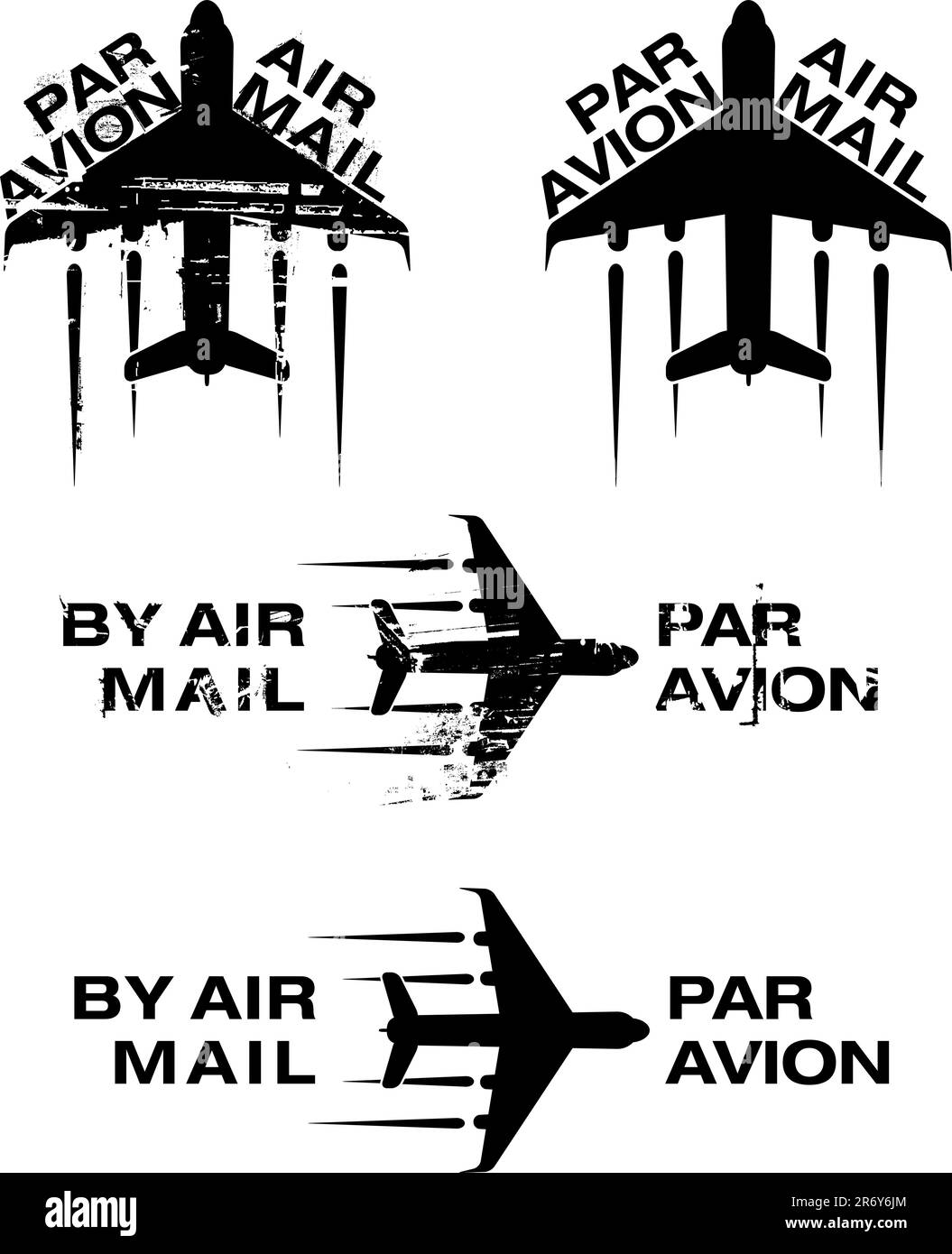 Par Avion or air mail rubber stamps. Grunge and clean vector illustration. Stock Vector