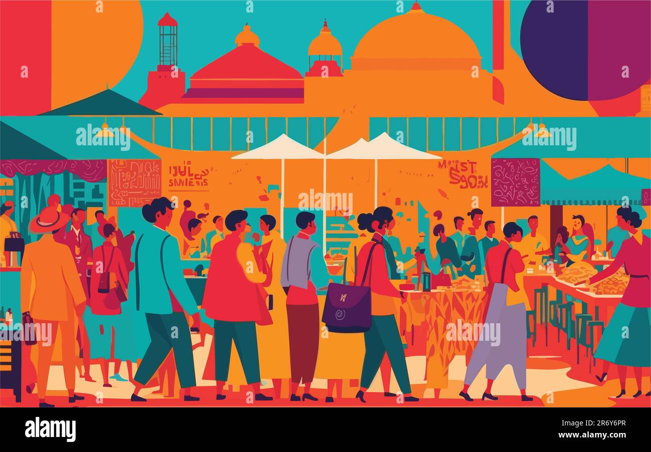 Bustling scene Stock Vector Images Alamy