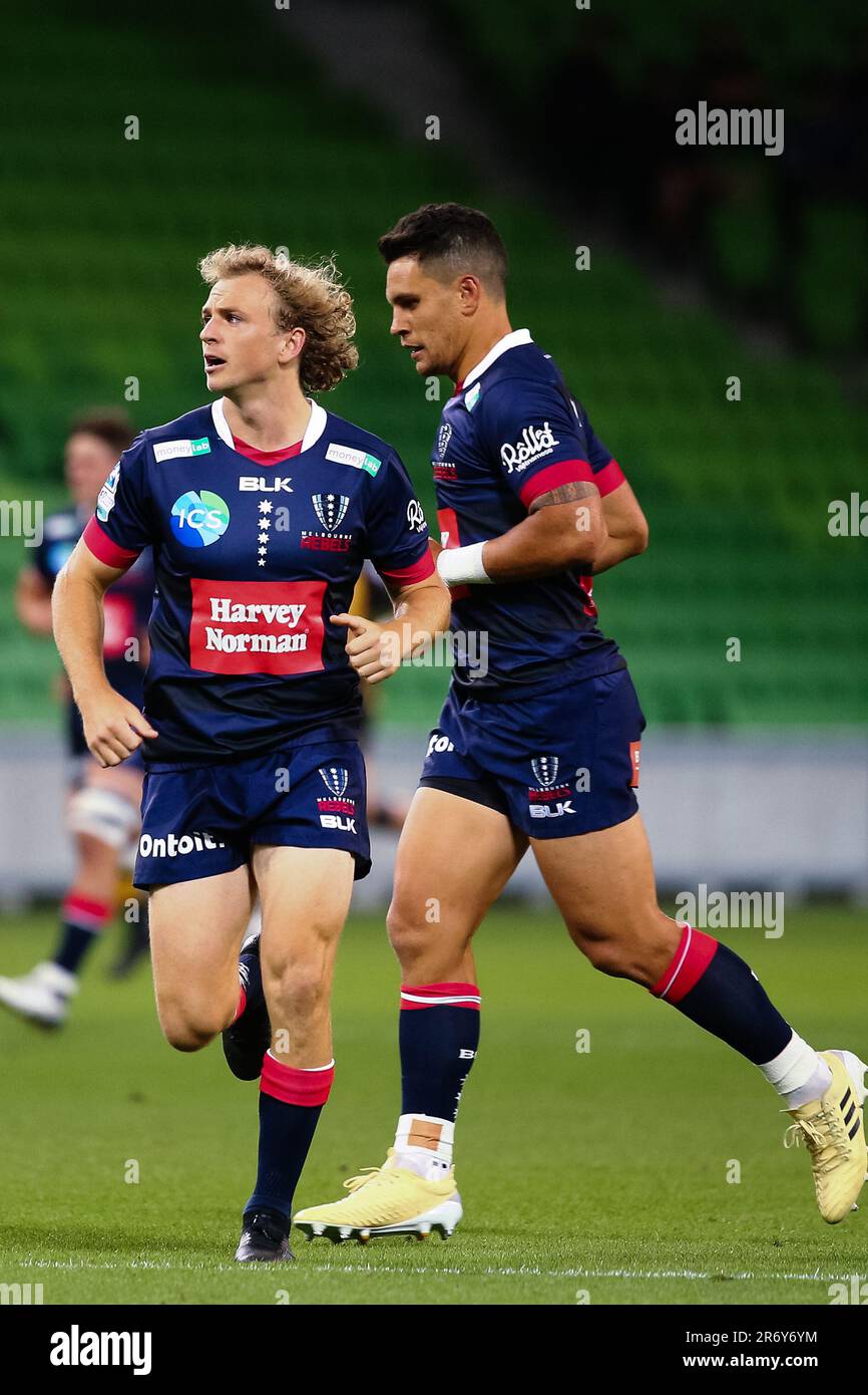 MELBOURNE, AUSTRALIA - APRIL 09: Joe Powell of the Melbourne Rebels during the round seven Super Rugby AU match between the Melbourne Rebels and Western Force at AAMI Park on April 09, 2021 in Melbourne, Australia. Stock Photo