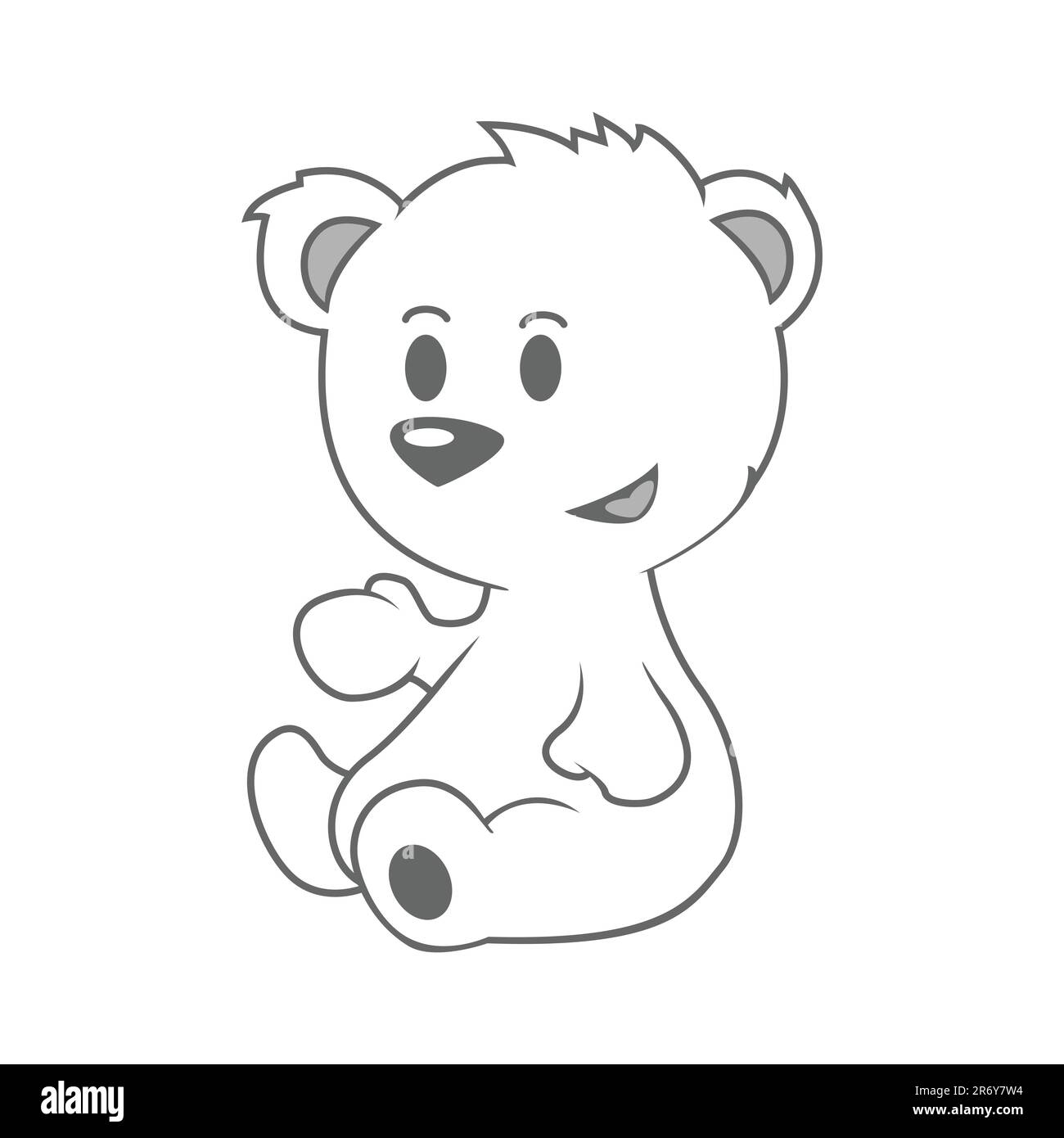 drawing of a cute little polar bear sitting Stock Vector