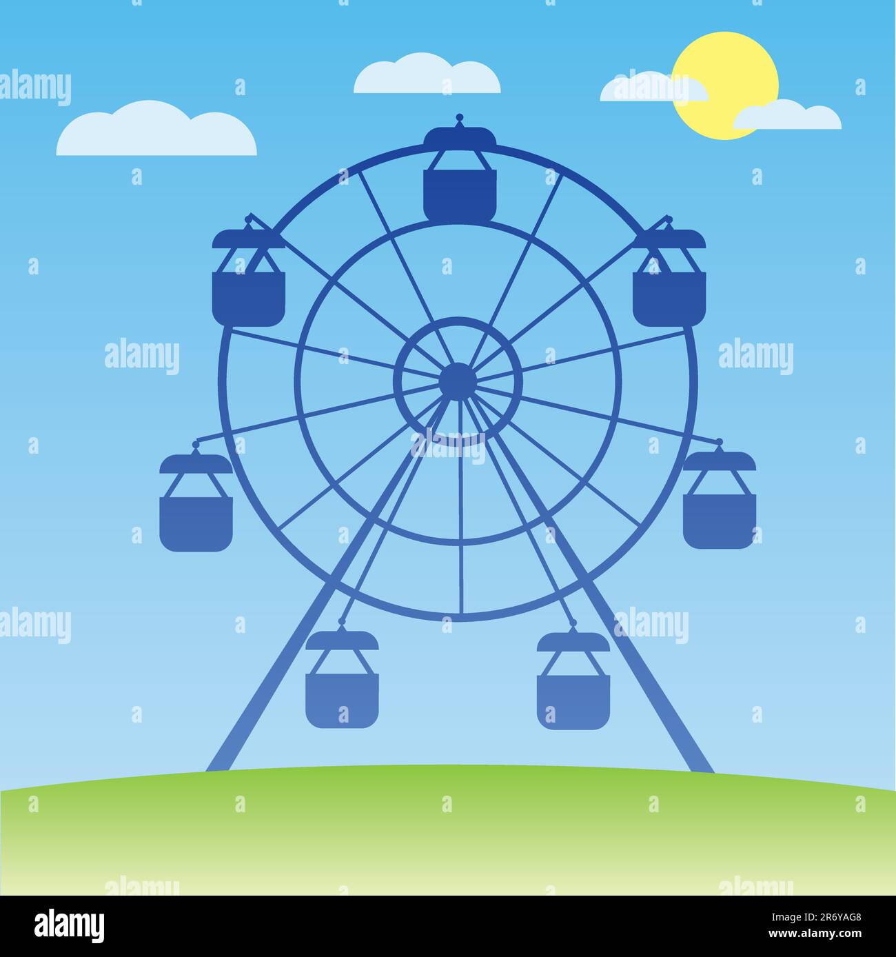 Ferris wheel vector illustration. Amusement park cartoon. Stock Vector