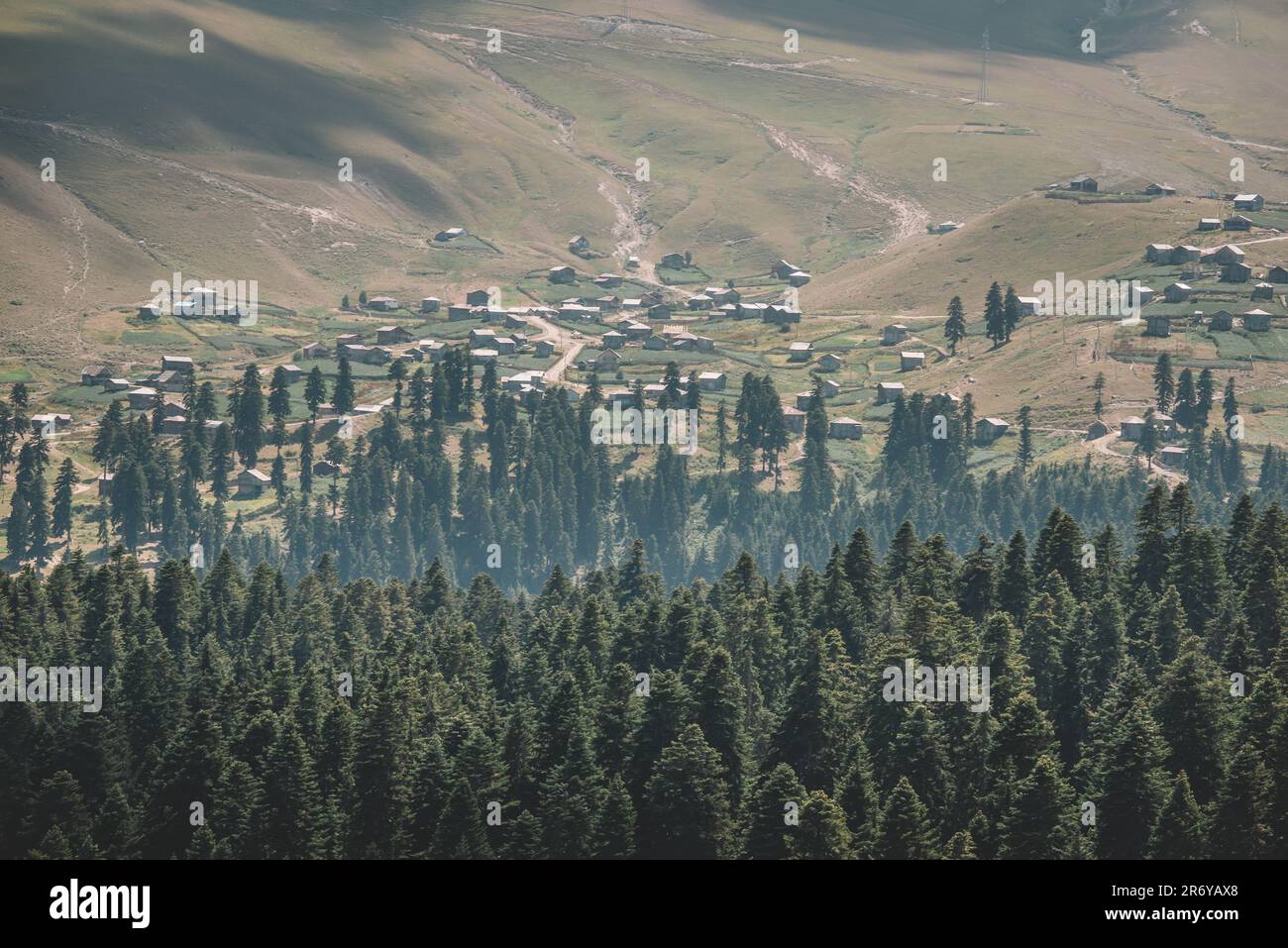 Village in the mountains in summer Stock Photo