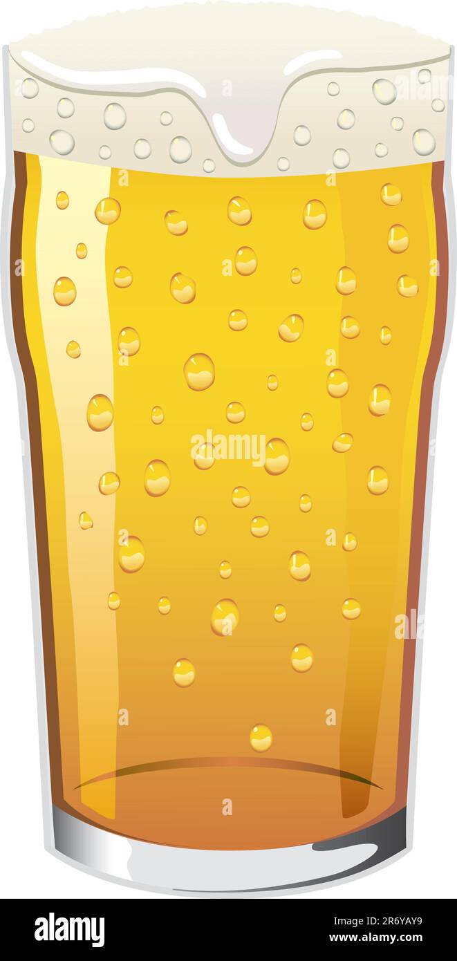 Vector pint of lager beer with condensation drops on the glass Stock
