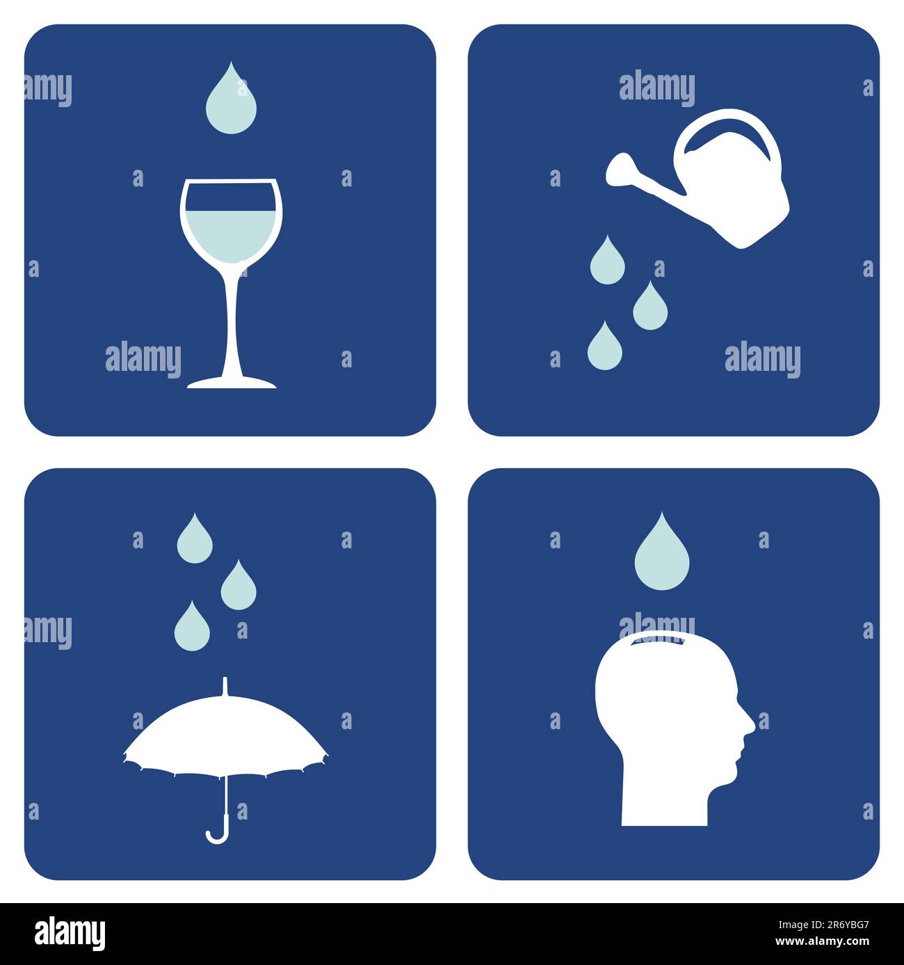 Environment pictograms series: icons composition about water care importance. Stock Vector