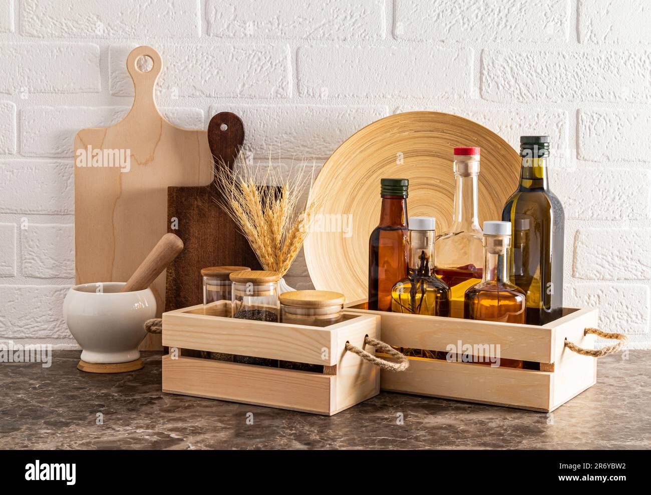 A modern food storage area in the kitchen made of environmentally